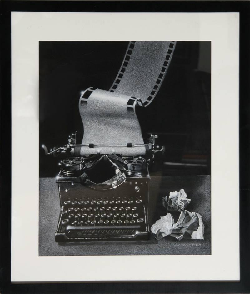 Gary Van Der Steur Still-Life - Typewriter (Illustration for Playgirl Magazine), Pastel by Gary van der Steur