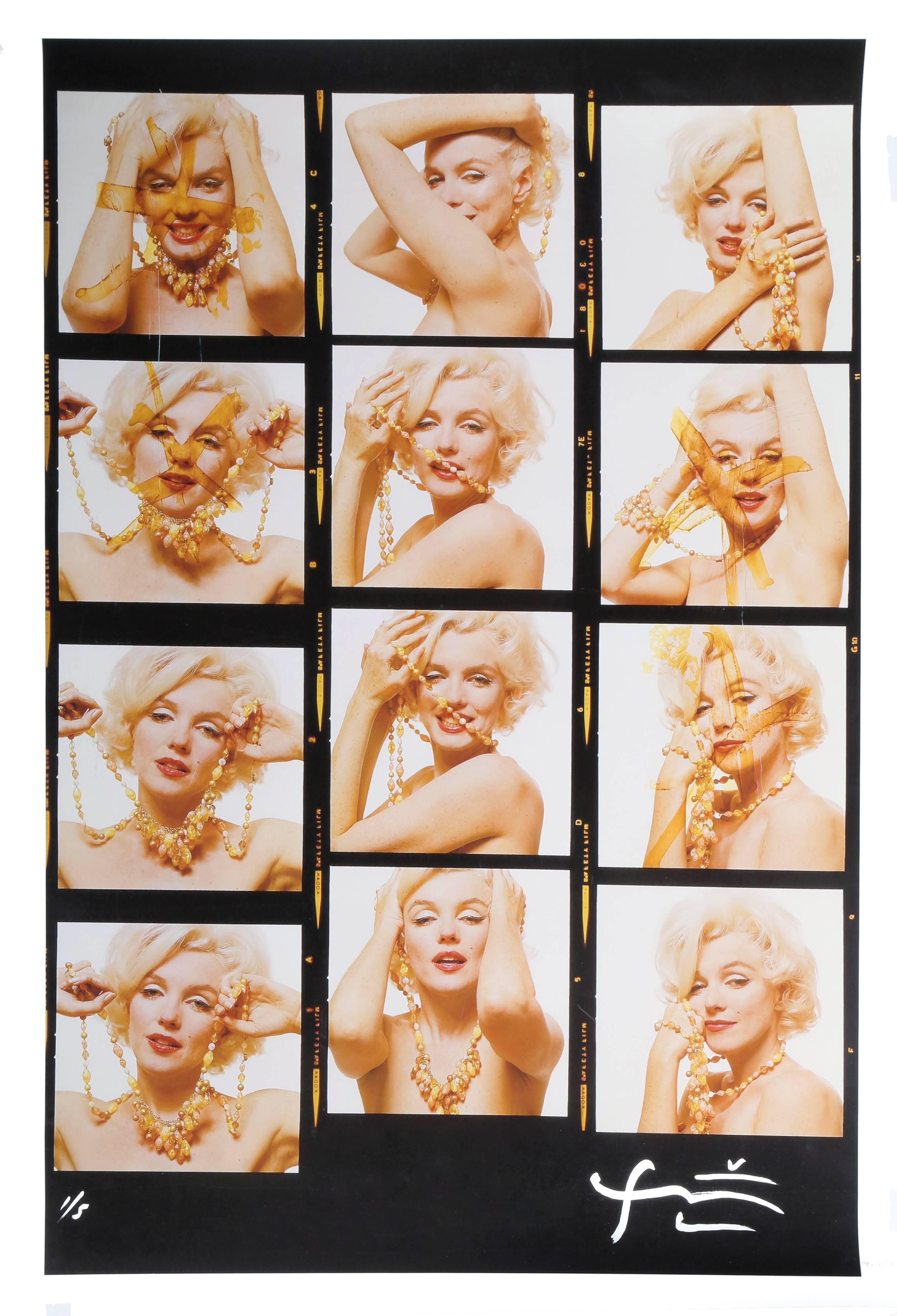 Bert Stern Portrait Photograph - Marilyn Monroe with jewels [Contact Sheet] from The Last Sitting for Vogue 