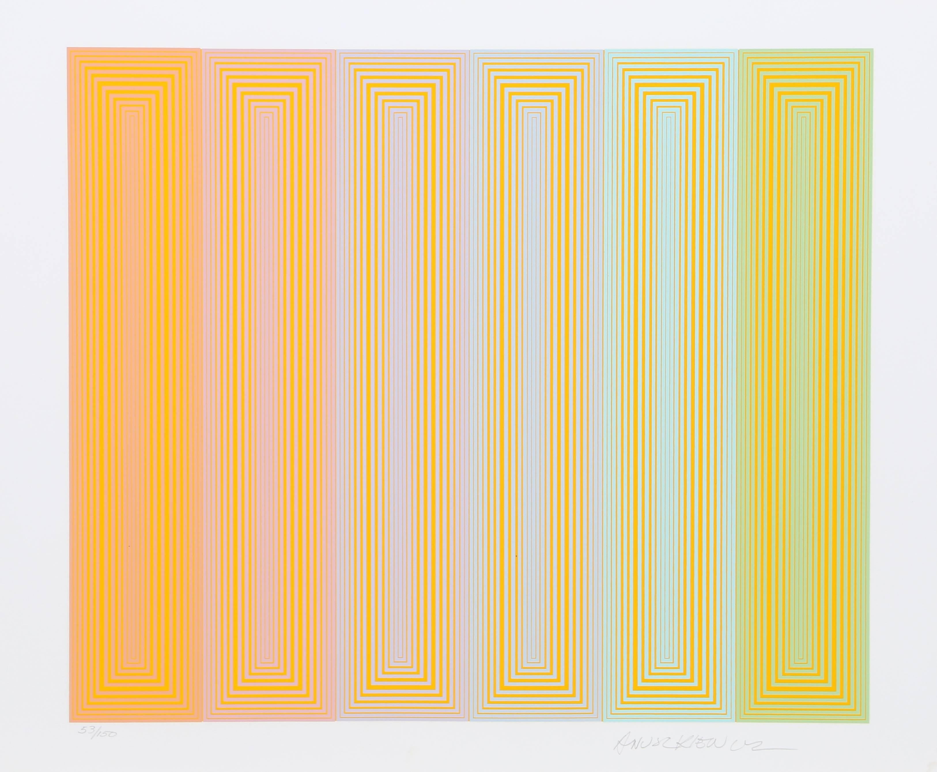 Richard Anuszkiewicz Abstract Print - Sun Keyed 