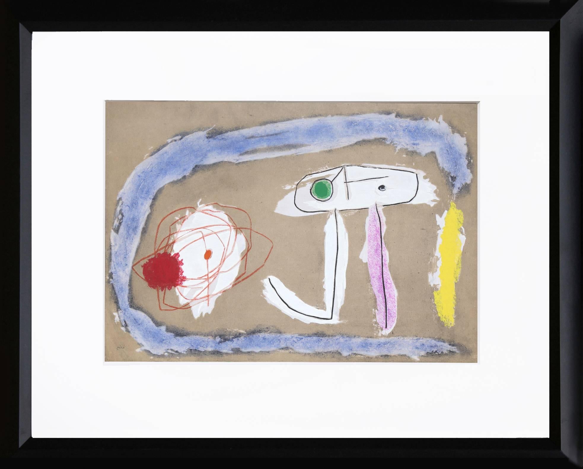 Joan Miró Abstract Print - Cartones 8: Personnage