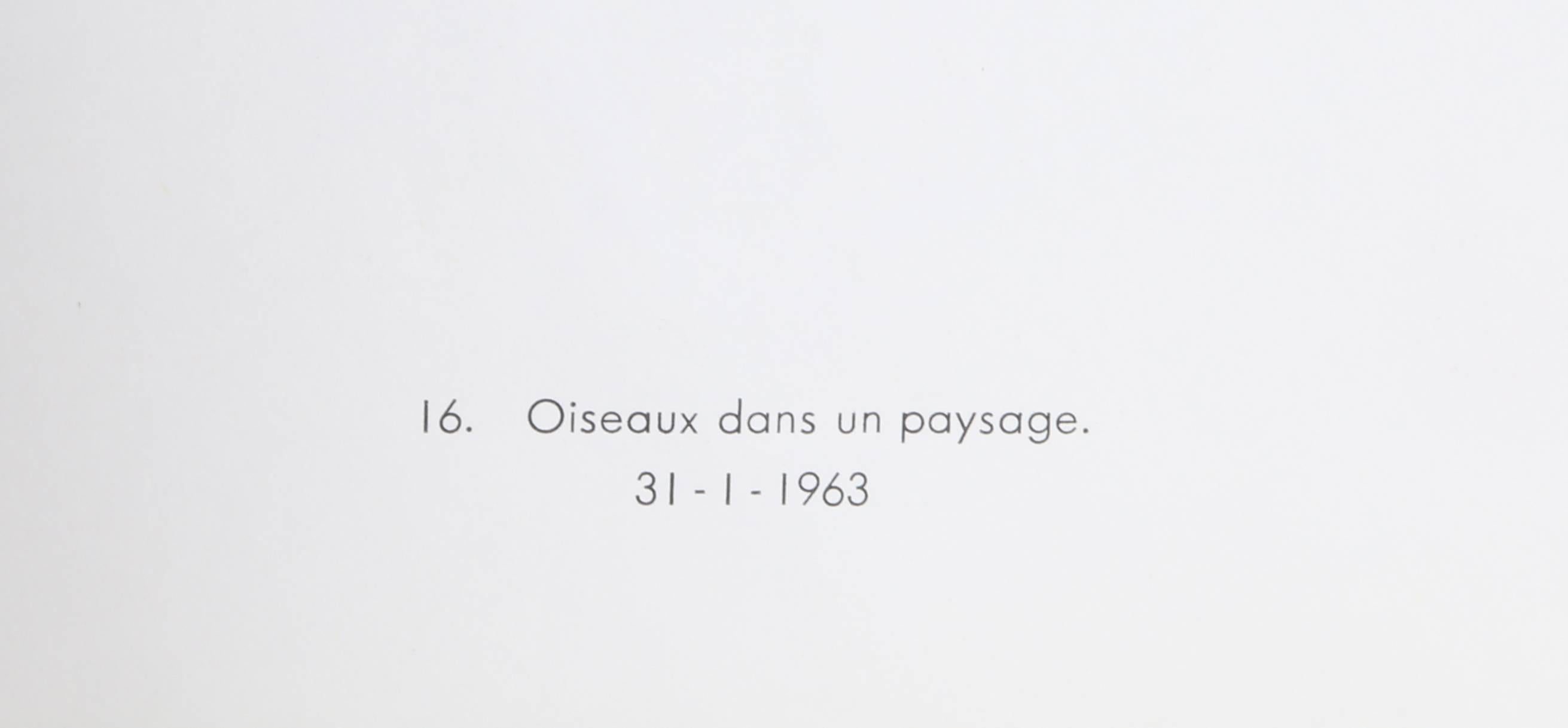 Cartones 16 : Oiseau dans un Paysage, Pochoir abstrait de Joan Miro - Print de Joan Miró