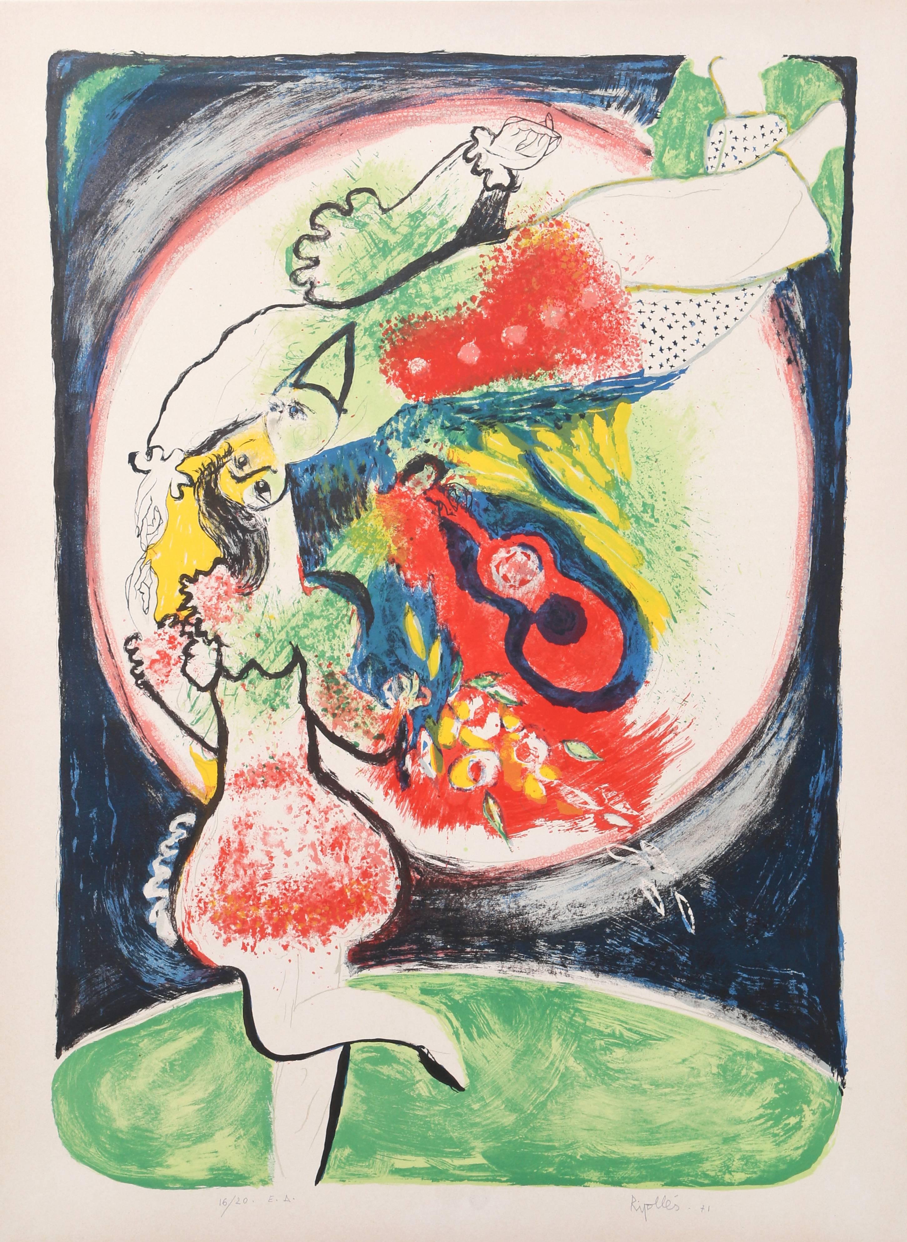 Artistics : Juan Garcia Ripolles, Espagnol (1932 - )
Titre : Couple de baisers
Année : 1971
Support : Lithographie, signée au crayon
Édition : E.A. 20
Taille : 29.5 in. x 22 in. (74.93 cm x 55.88 cm)