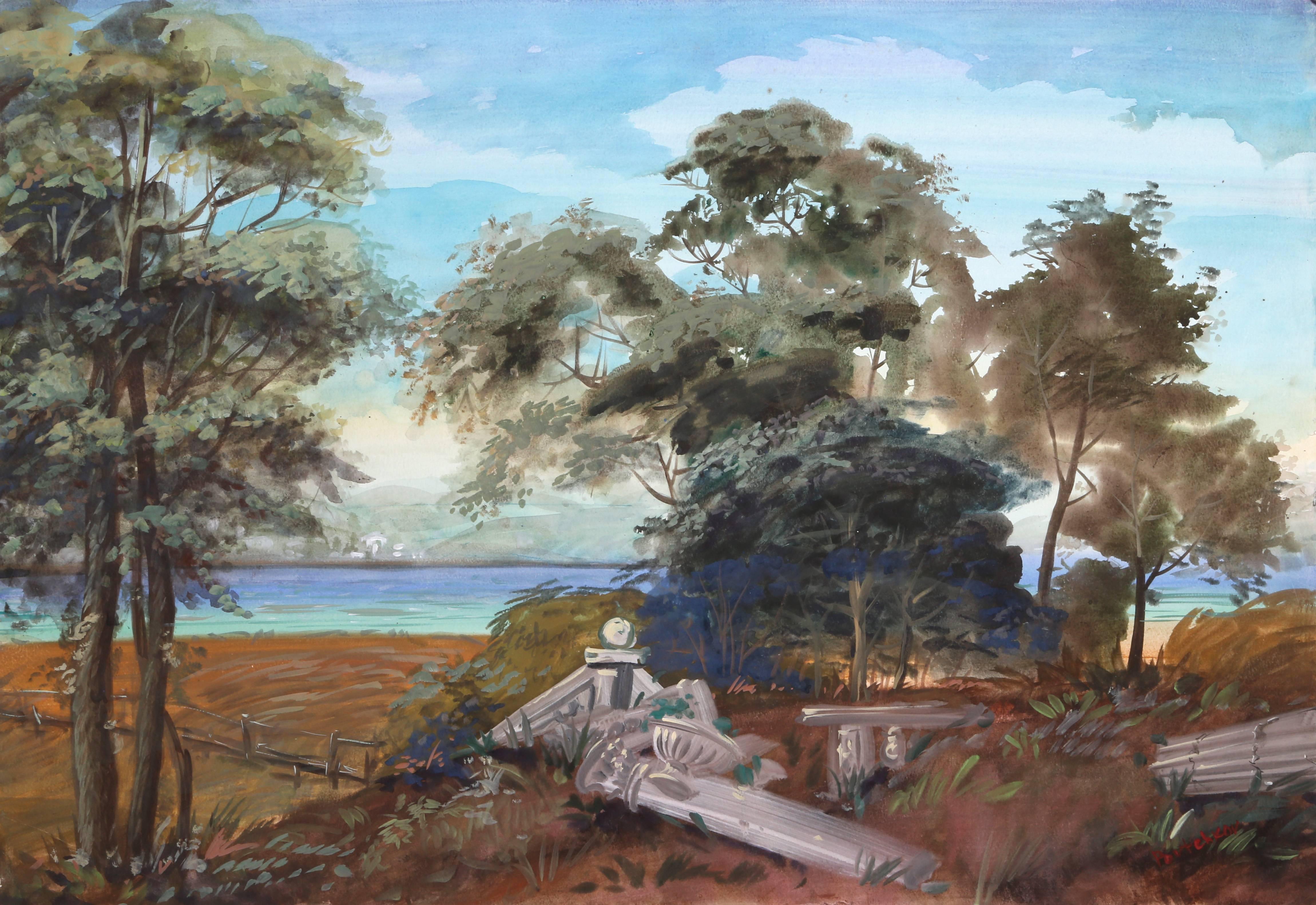 Vladimir Poutchkov Landscape Painting - Landscape with Ruins, Large Painting by Poutchkov