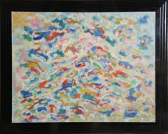 Vintage Jeu de Taches, Abstract Expressionist Oil Painting on Board by Julien Dinou