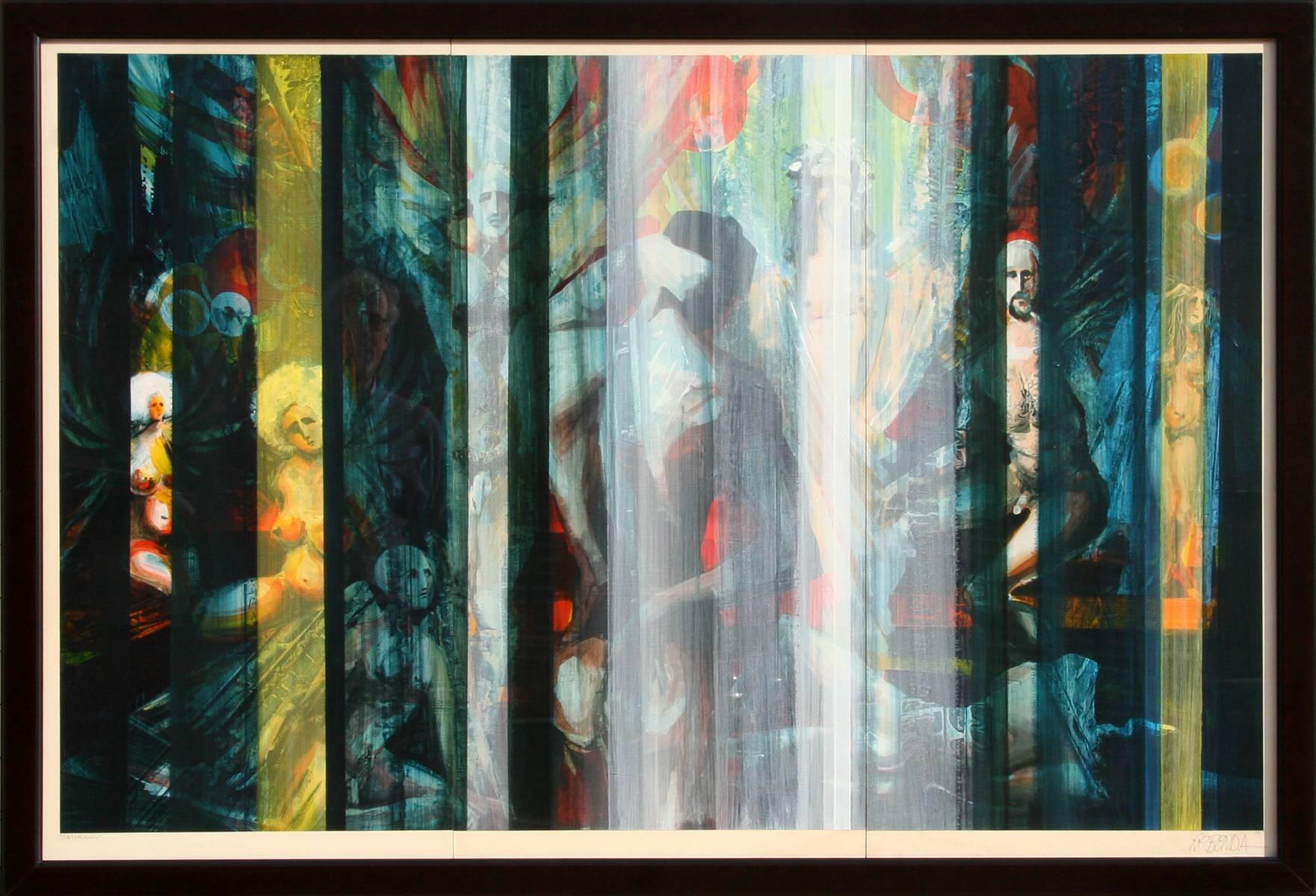Satyricon, peinture acrylique sur toile surréaliste de Richard R. Benda