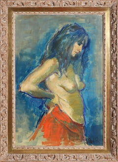 Vintage Azaki, Nude Portrait Oil on Canvas by Jan De Ruth
