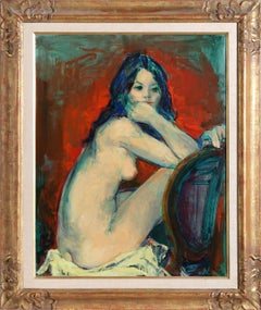 Un'altra domanda, pittura a olio moderna di Jan De Ruth