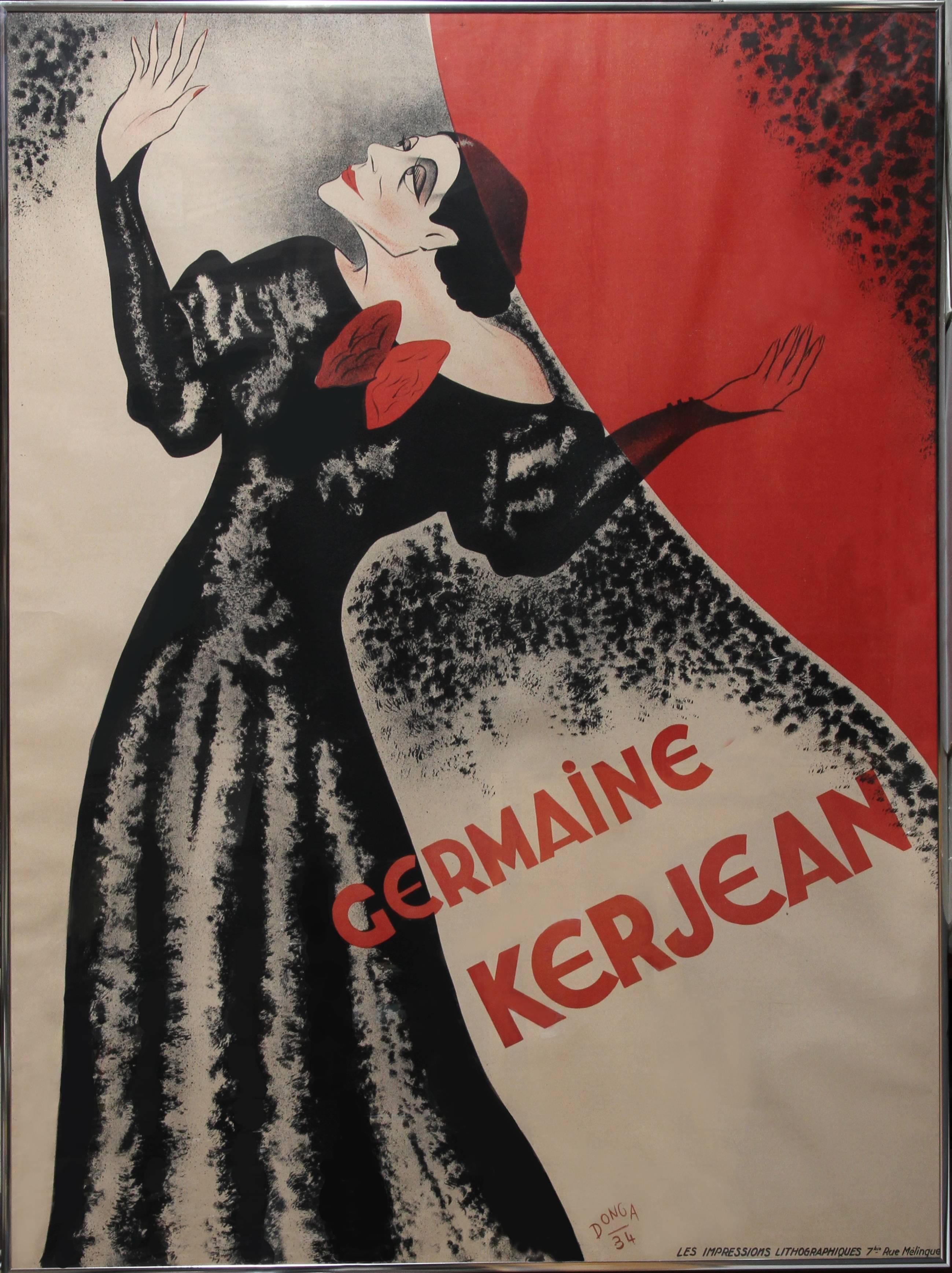 Donga Figurative Print – Lithographie-Poster von Germaine Kerjean, 1934