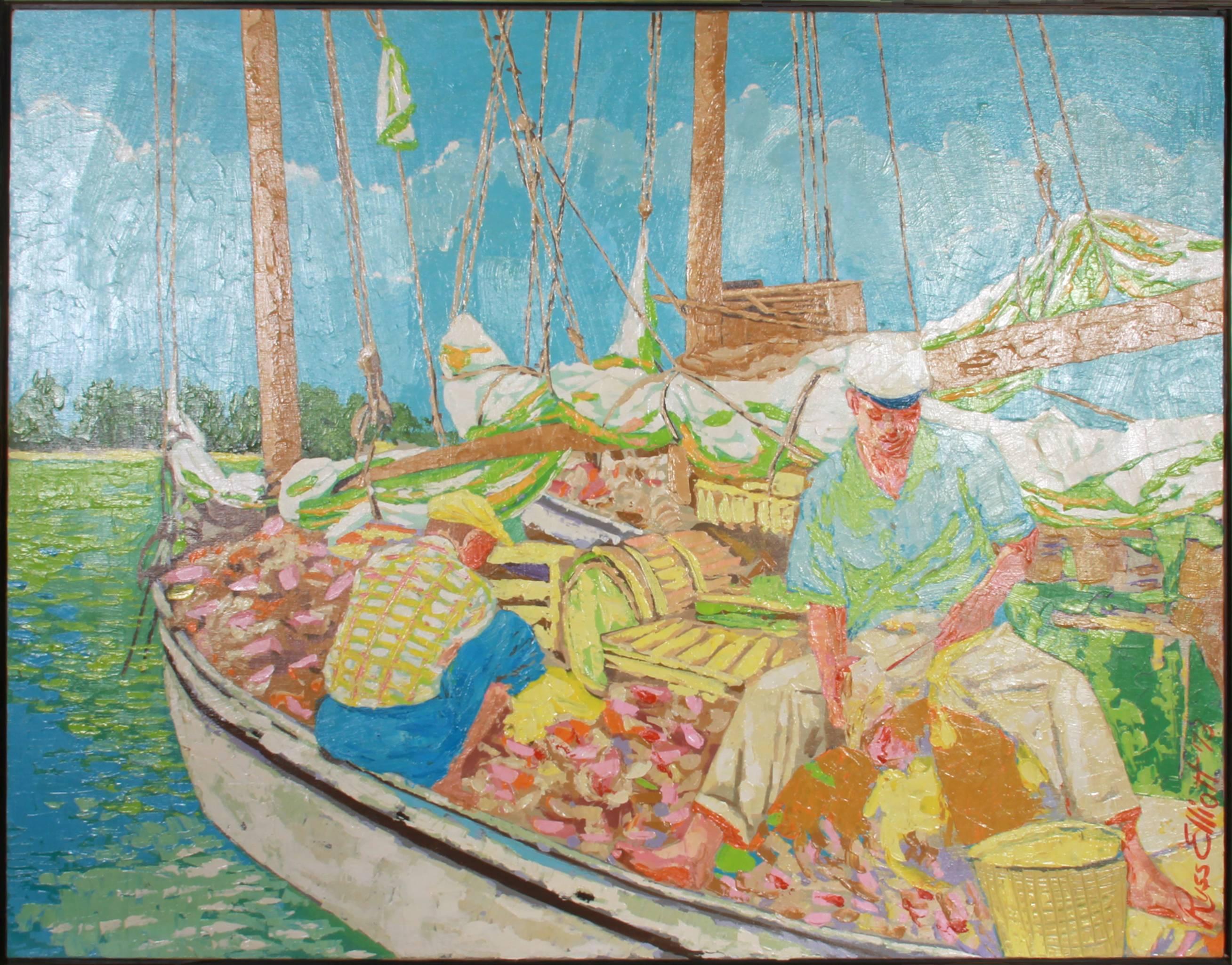 Russ Elliot Figurative Painting - Bahamas Fisherman