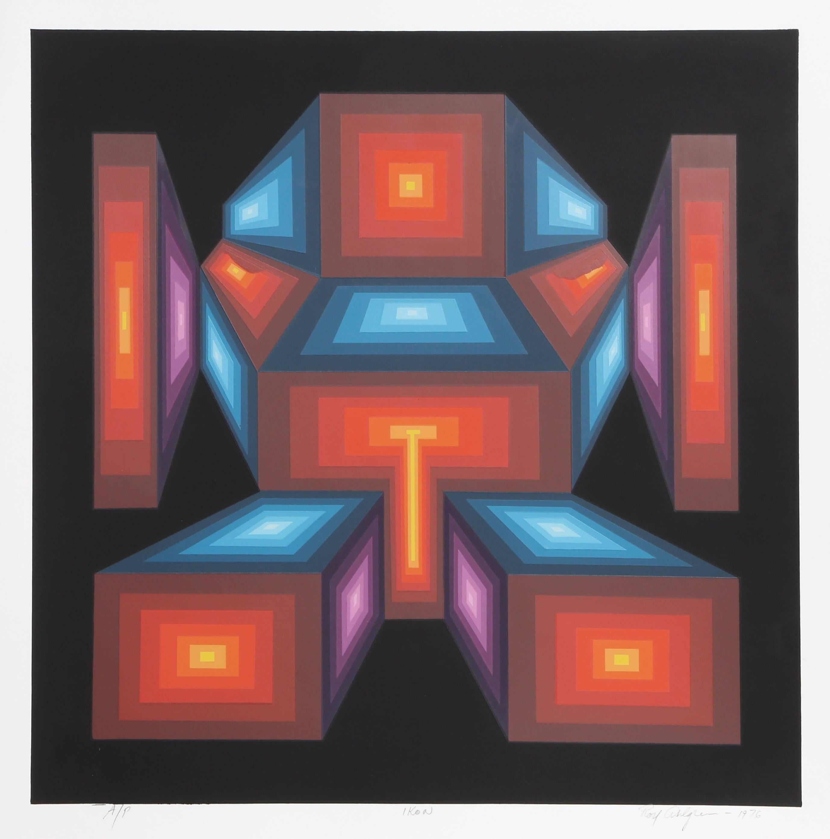 Artist: Roy Ahlgren, American (1927 - 2011)
Title: Ikon
Year: 1976
Medium: Serigraph, signed and numbered in pencil
Image Size: 17 x 17 inches
Size: 20 x 20 in. (50.8 x 50.8 cm)