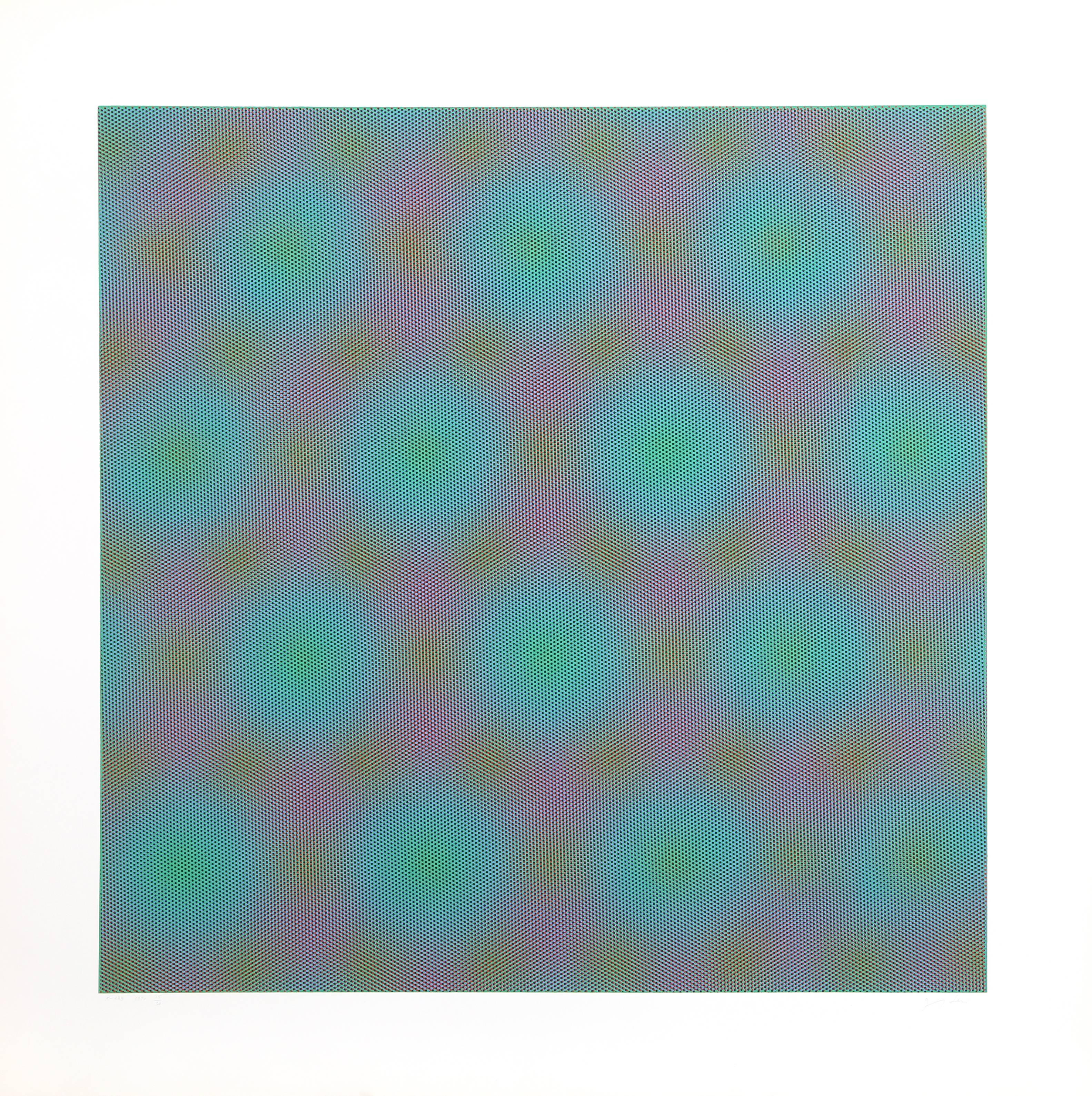 Josef Levi, "Green, " OP Art Screenprint, 1970