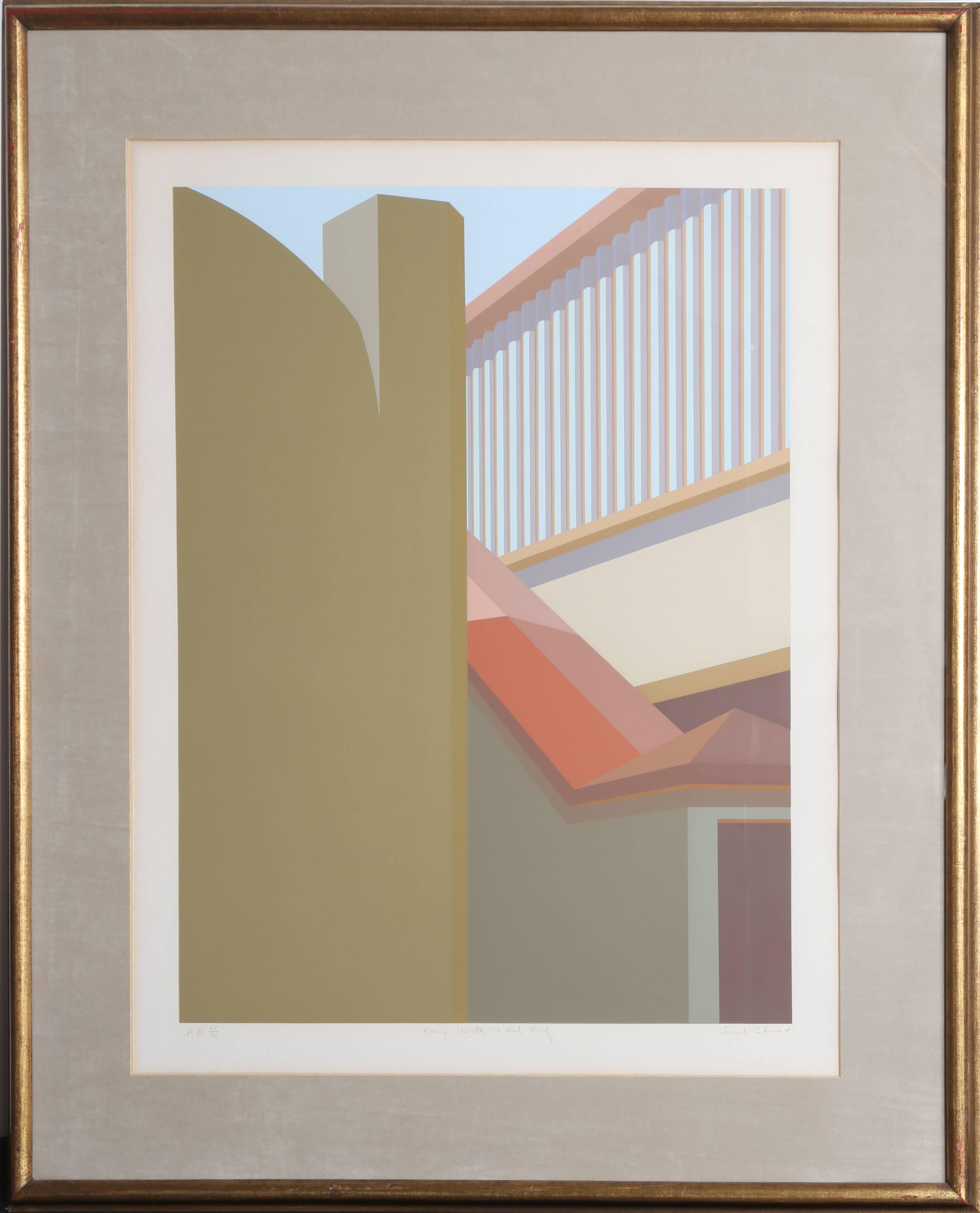 Ramp with a Red Roof, Photorealist Screenprint by Saul Chase