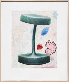Sin título 2, Pintura surrealista en técnica mixta sobre papel de Edward Henderson