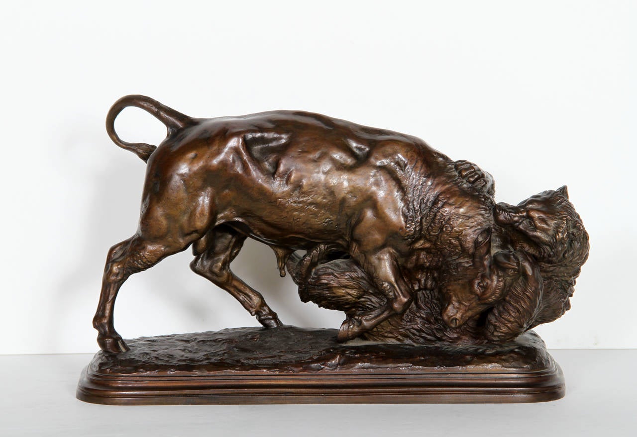 Isidore Jules Bonheur Figurative Sculpture - Bear and Bull