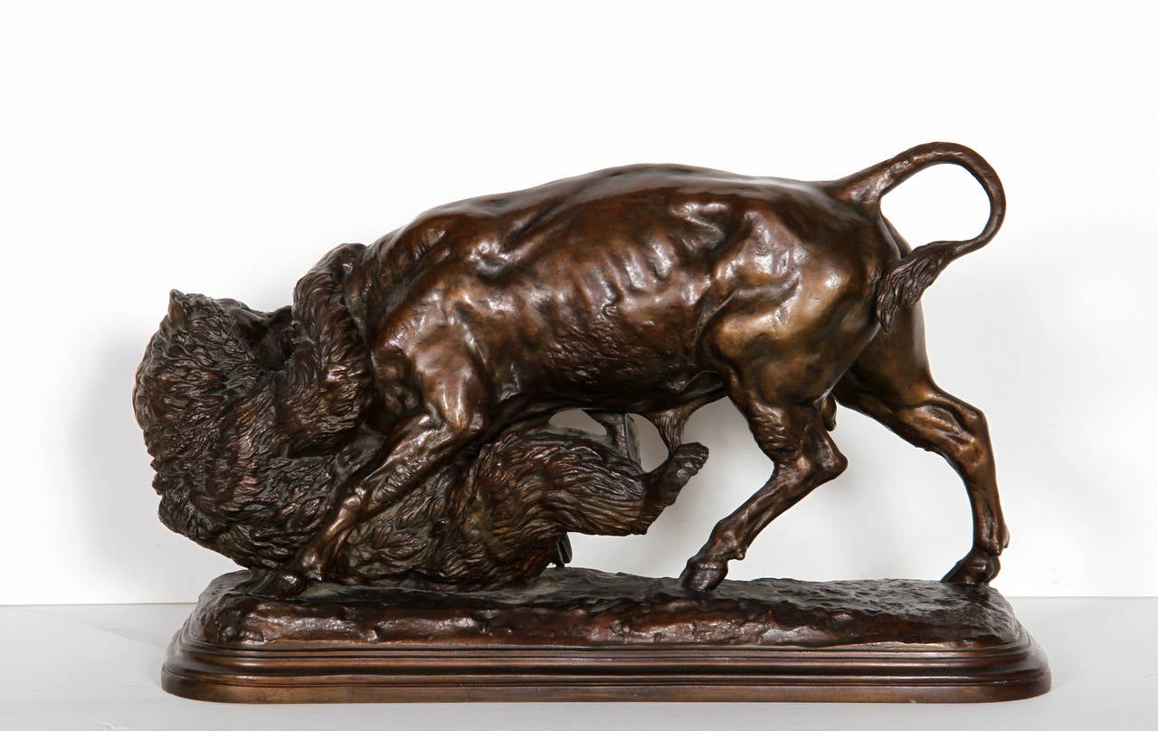 Bear and Bull - Sculpture by Isidore Jules Bonheur