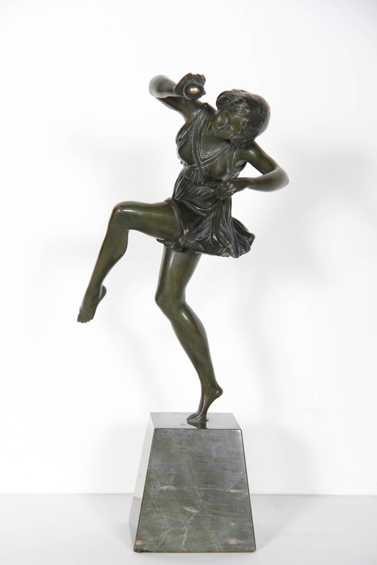 Pierre Le Faguays Figurative Sculpture - Dancing Girl with Ball, Art Deco Sculpture 1920's