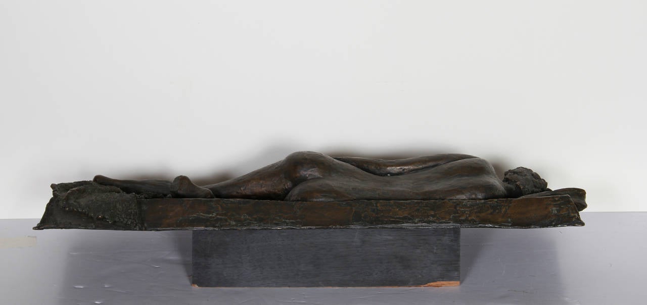 Artist: Unknown
Title: Sleeping Nude Woman
Medium: Bronze Sculpture
Size: 4 in. x 24 in. x 10 in. (10.16 cm x 60.96 cm x 25.4 cm)