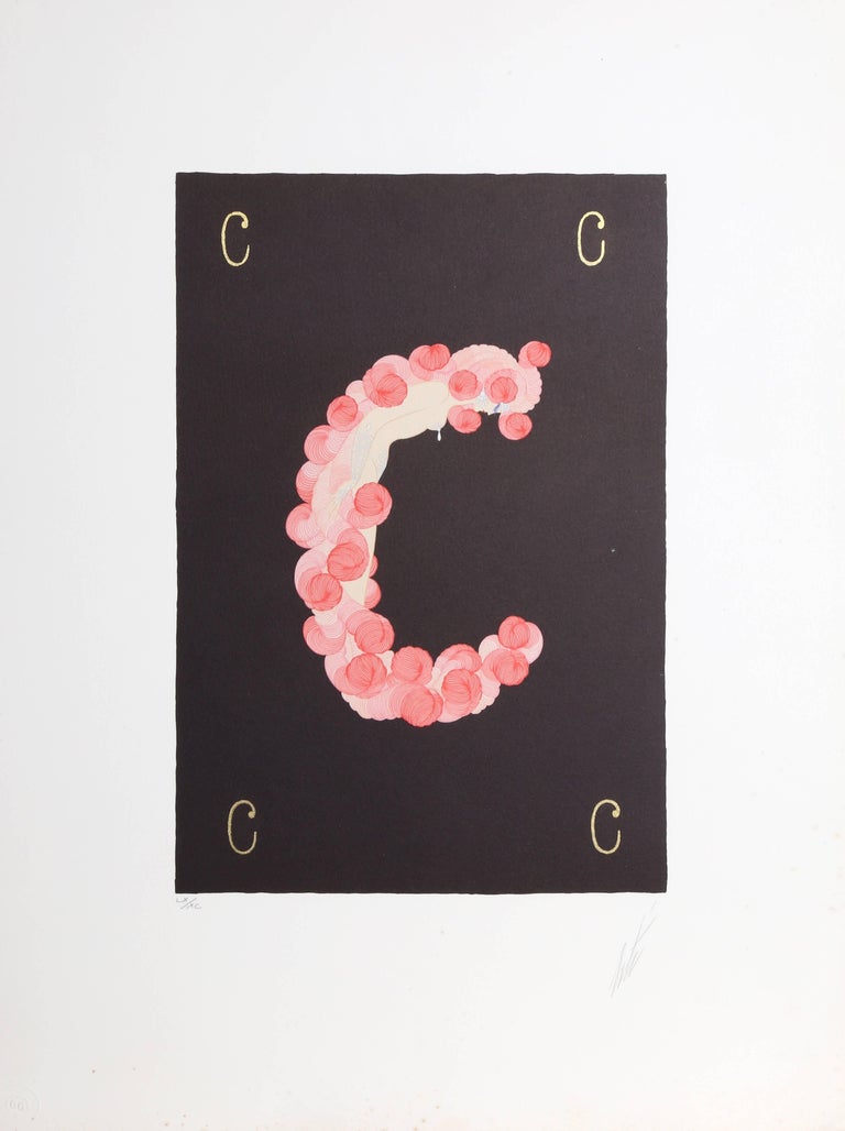 Erté Figurative Print - Erte, "The Letter 'C'" from the Alphabet Suite, Serigraph, 1976