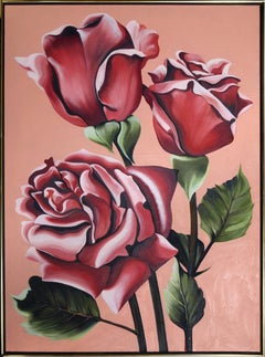 Lowell Nesbitt, „Drei rosa Rosen“, Öl auf Leinwand, 1977