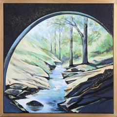 Vintage Lowell Nesbitt, "The Stream, " Oil on Canvas, 1982