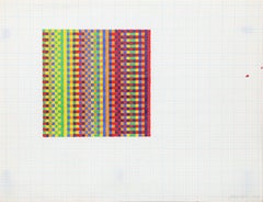 Sans titre I, peinture acrylique géométrique abstraite sur papier Graph de David Roth