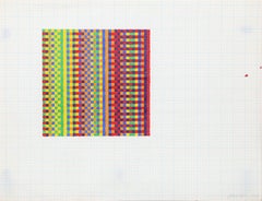 Vintage David Roth, Abstract Painting on Graph Paper, 1970