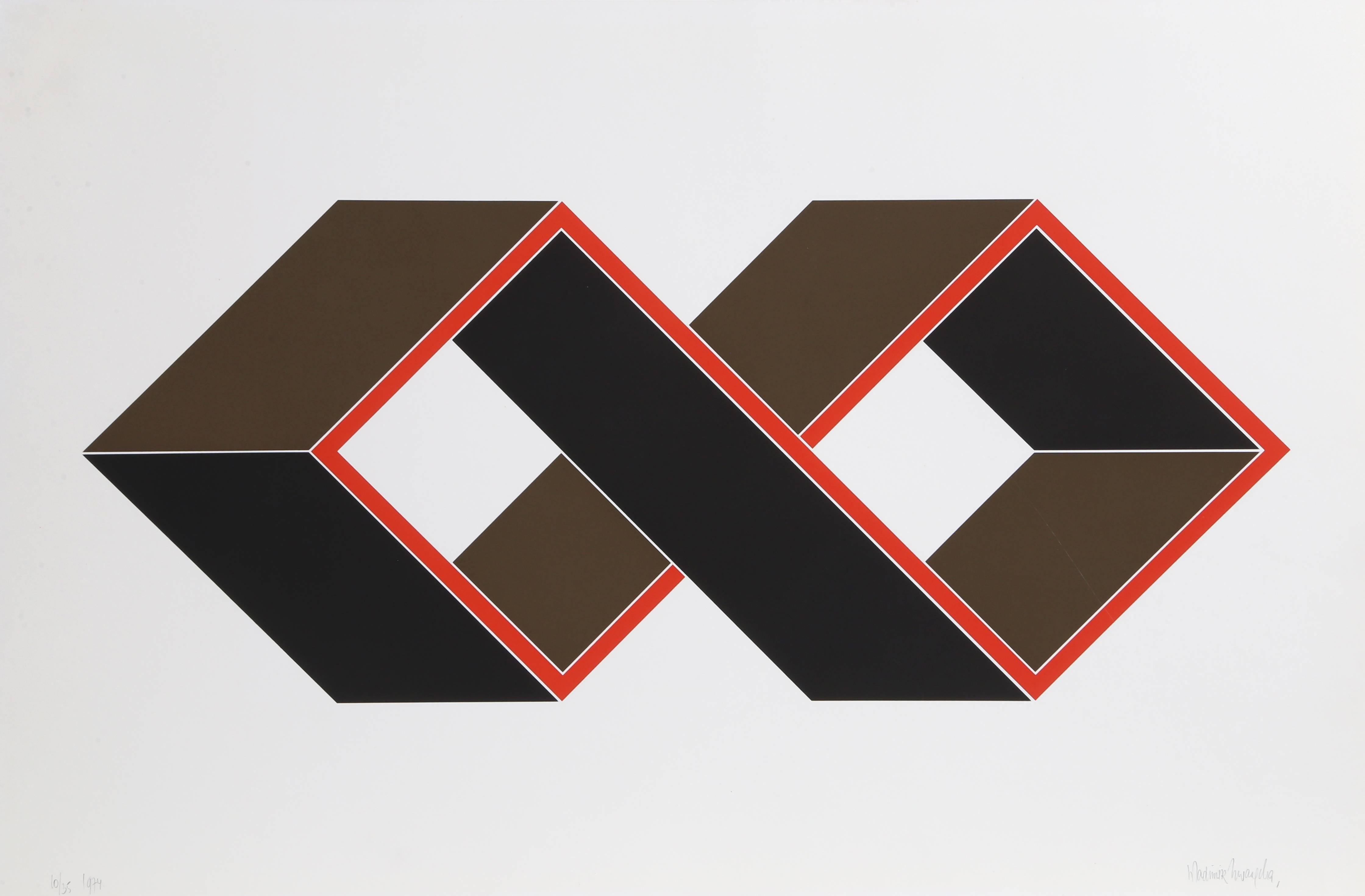 Mobius - Brown, Geometric Abstract Screenprint by Wladimir Zwaagstra