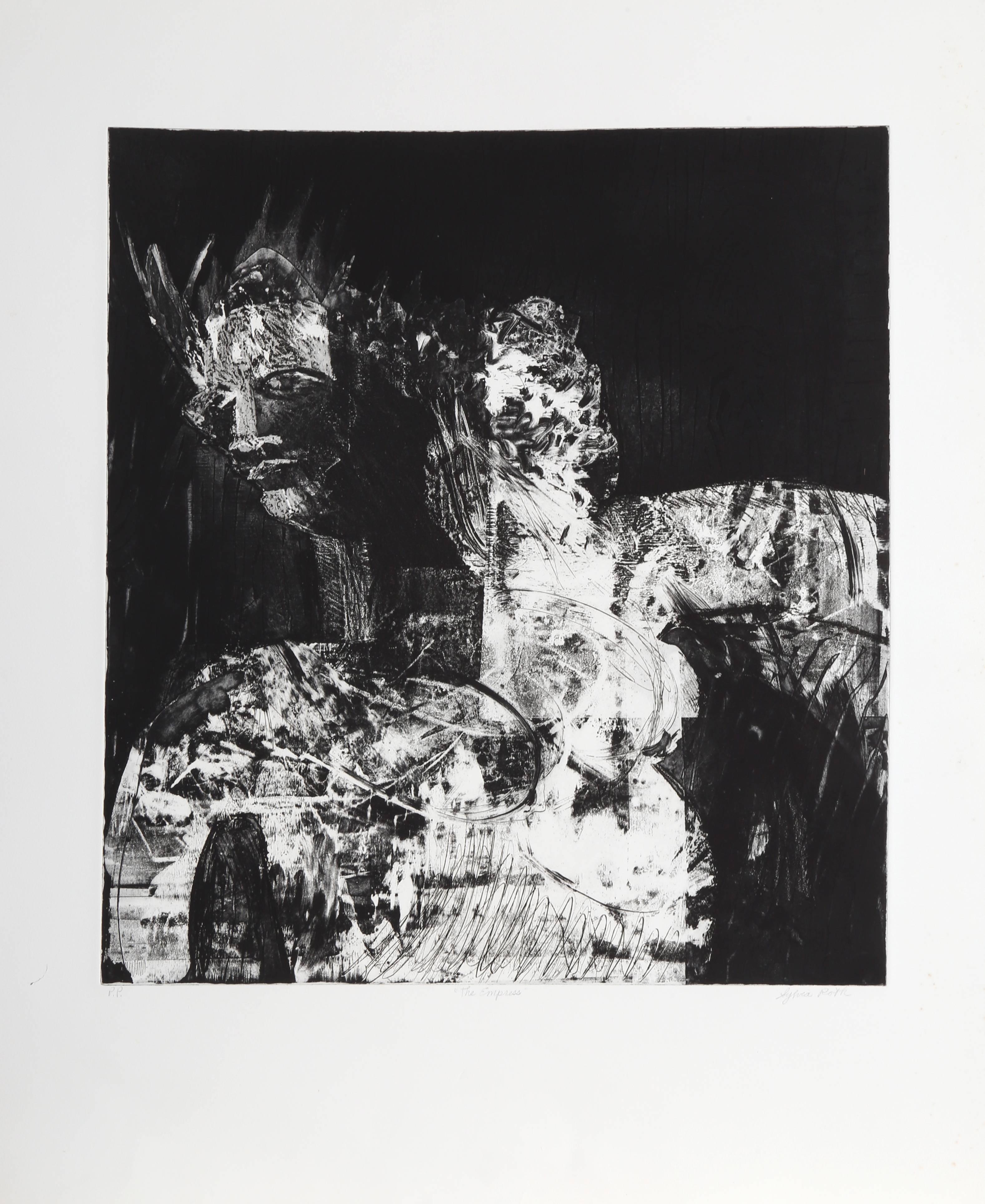 Künstlerin: Sylvia Roth
Titel: Die Kaiserin
Jahr: um 1980
Medium: Radierung mit Aquatinta, mit Bleistift signiert und nummeriert
Auflage: PP
Bildgröße: 23,5 x 22 Zoll
Größe: 34 x 28,5 Zoll