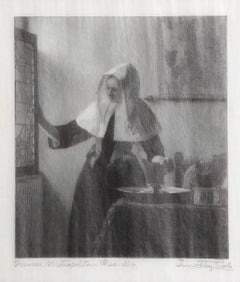 Woman with Water Jug, Old Masters Photogravure by Timothy Cole After Vermeer