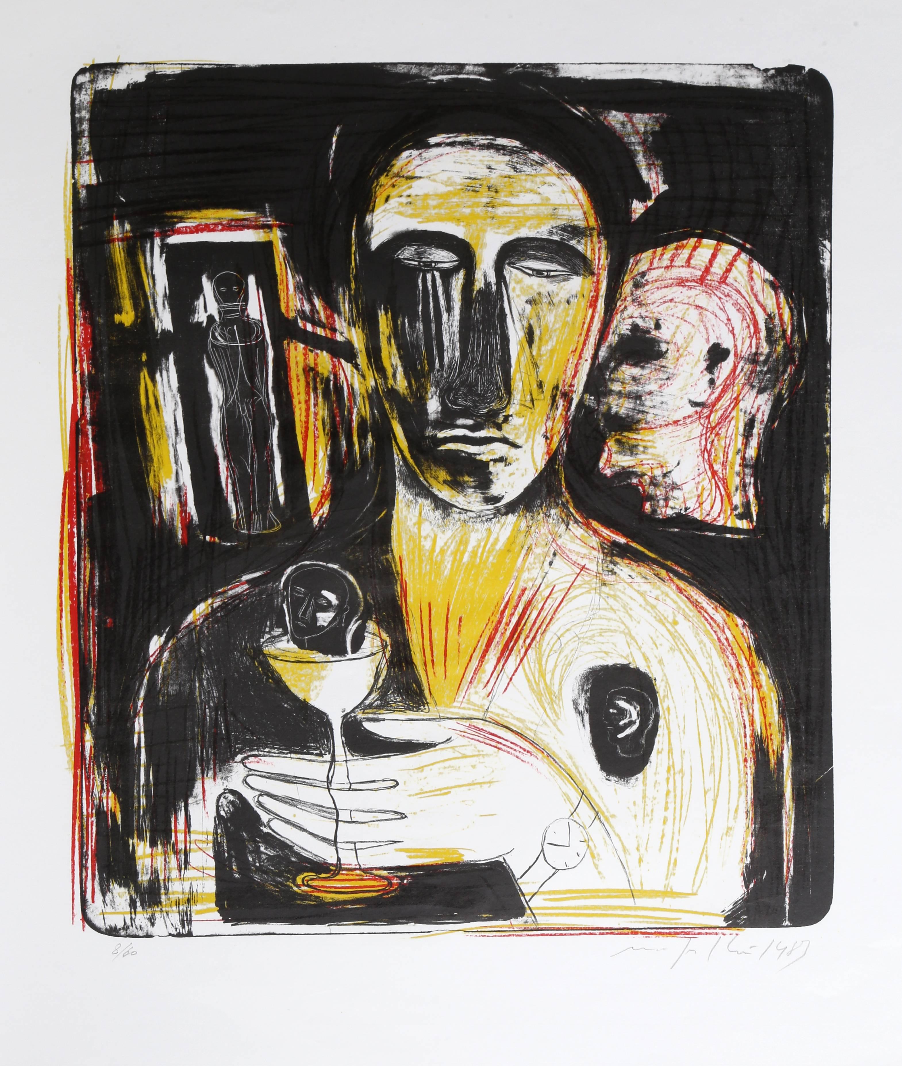 Mimmo Paladino Figurative Print - Come in uno Specchio