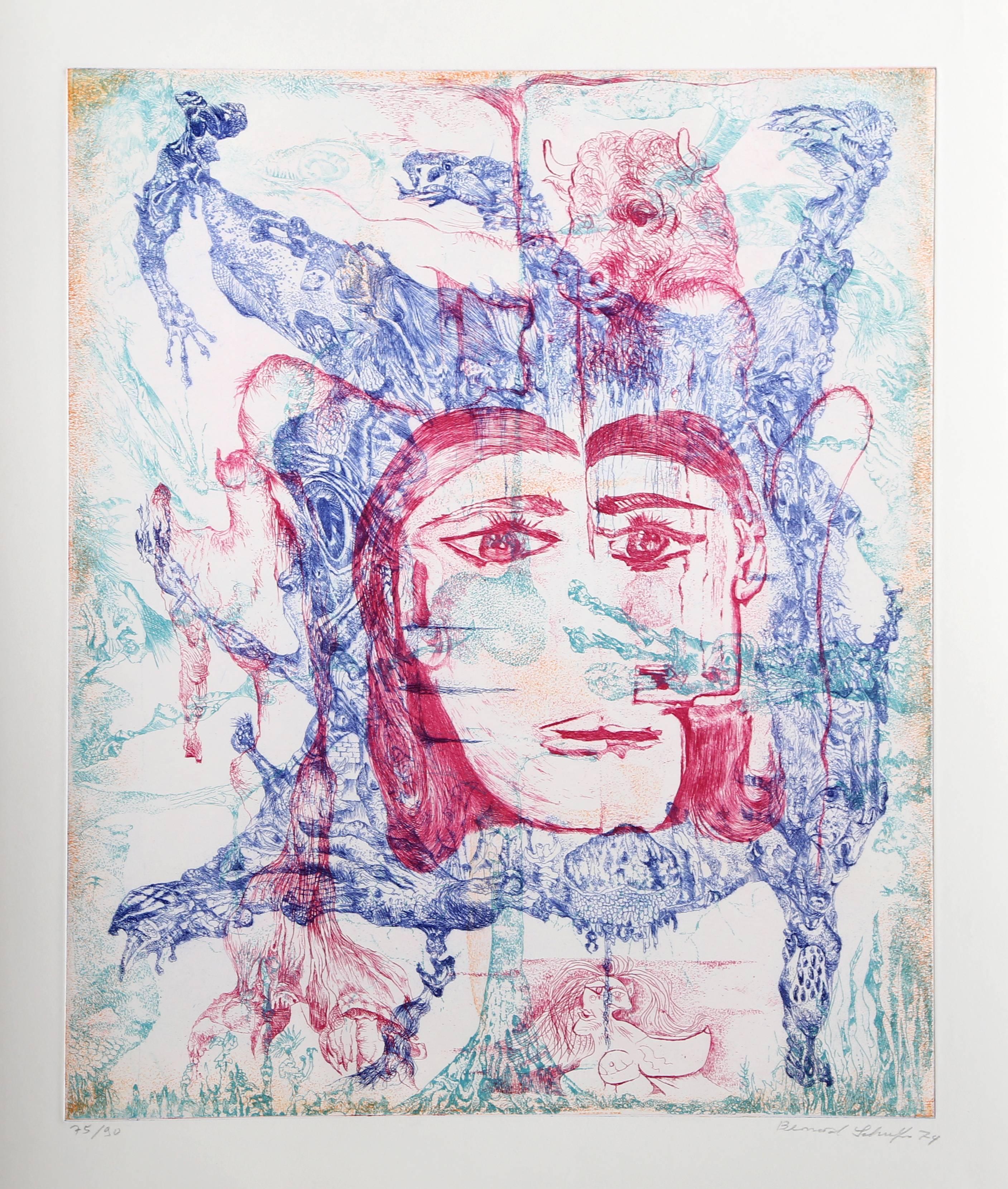 Artistics : Bernard Schultz, Allemand (1915 - 2005)
Titre : Hommage à Picasso
Année : 1973
Moyen : Gravure, signée et numérotée au crayon
Edition : 75/90
Taille de l'image : 21,5 x 17,5
Taille : 30 x 21 in. (76.2 x 53.34 cm)