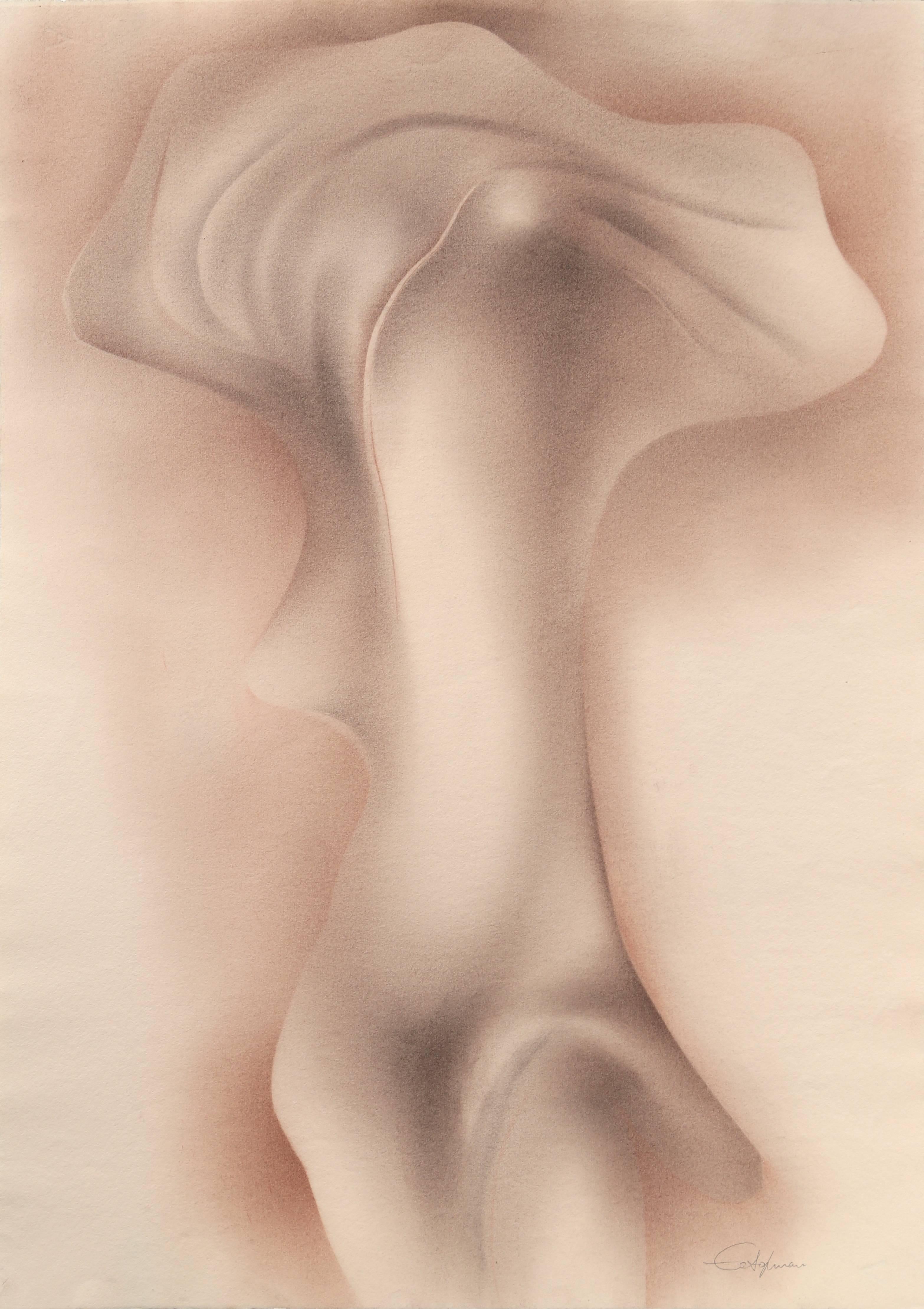 Roberto Estopiñan Nude – Homenaje de Camilla Claudel 1, Conte-Kreide und Bleistift auf Alcantara, 1992