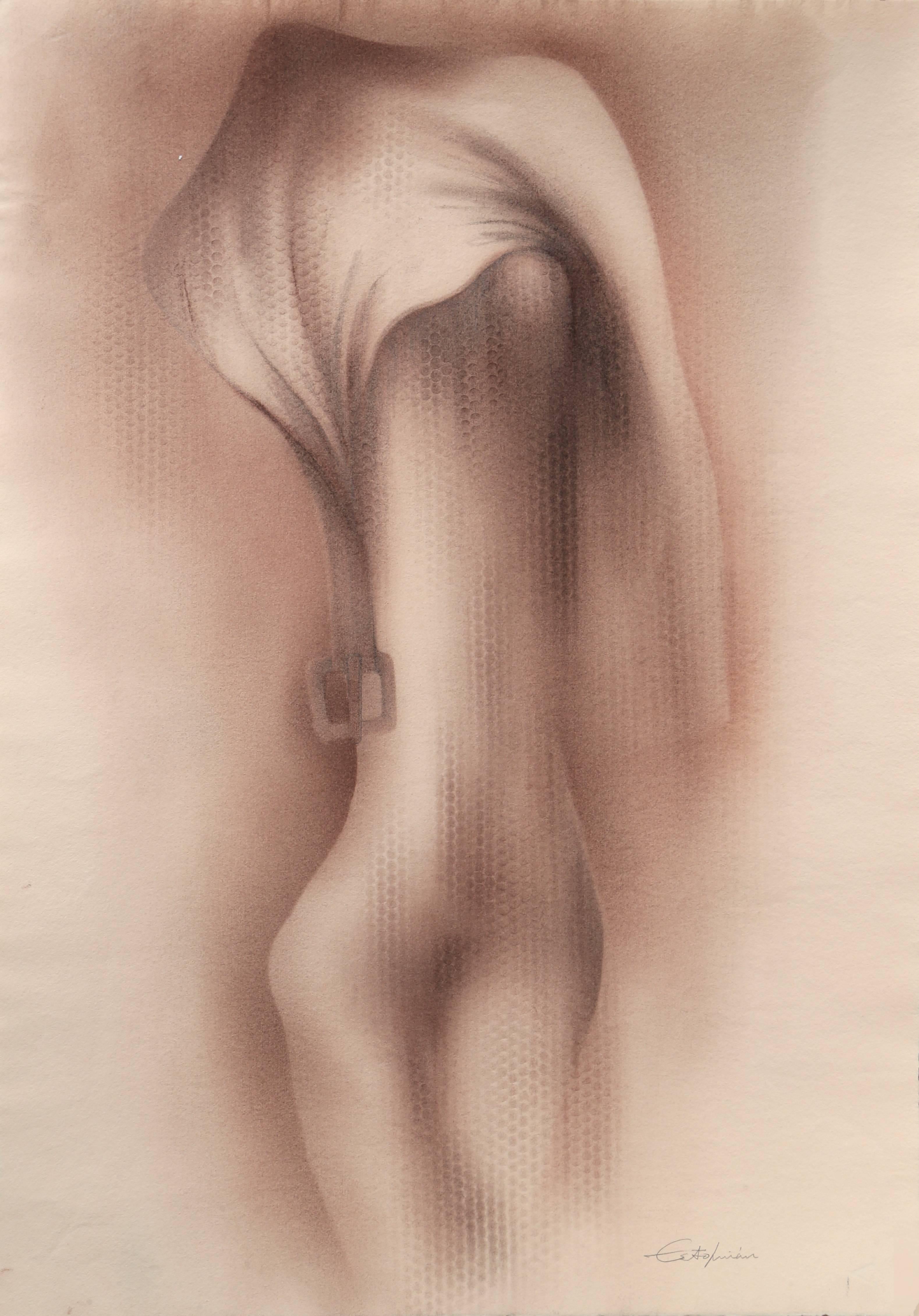 Roberto Estopiñan Nude – „Homenaje de Camilla Claudel 2“, „ Conte Crayon und Bleistift auf Alcantara, 1992