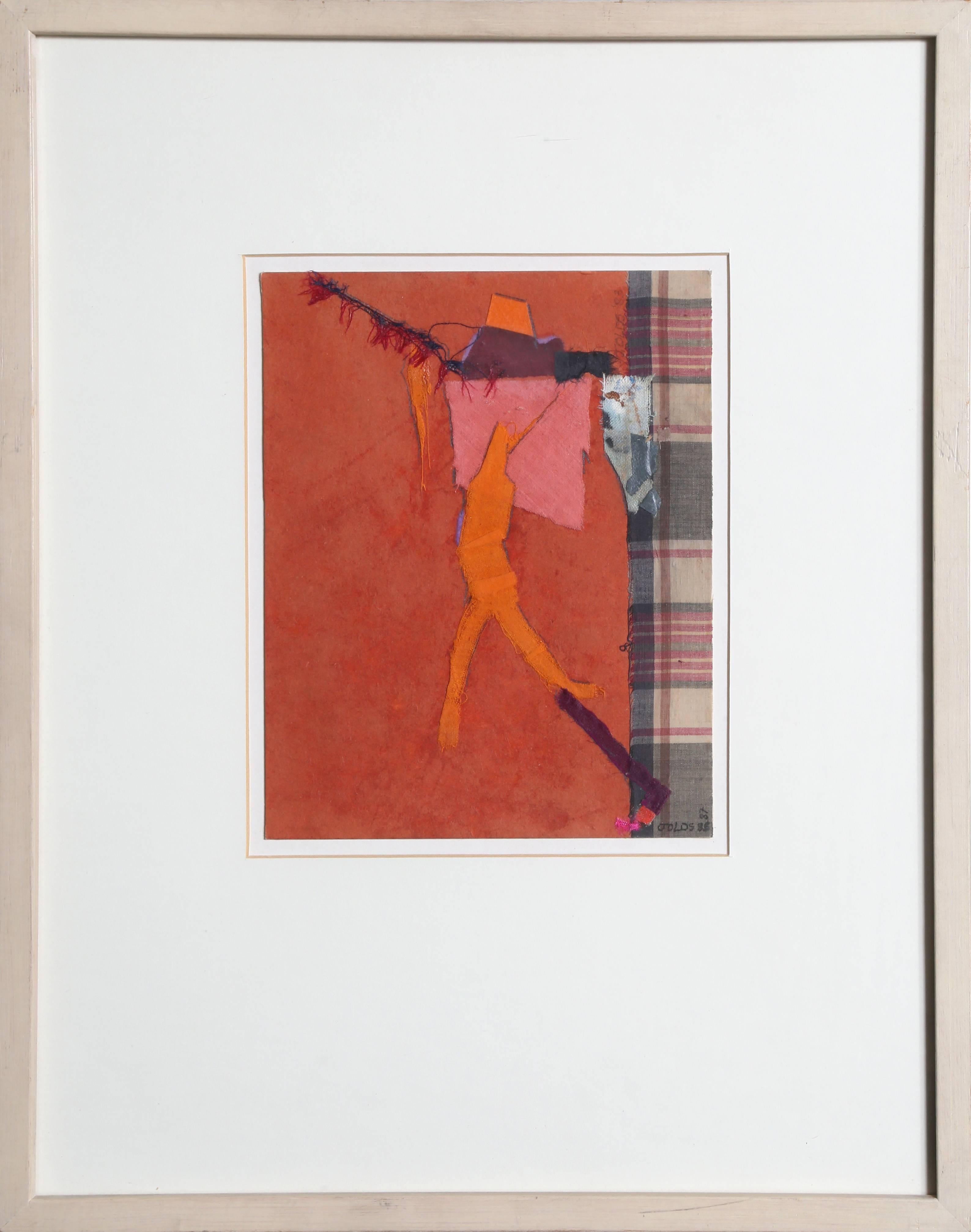 "Reaching No. 2", Collage with Fabric and Paper, 1985 - Mixed Media Art by Jean Olds