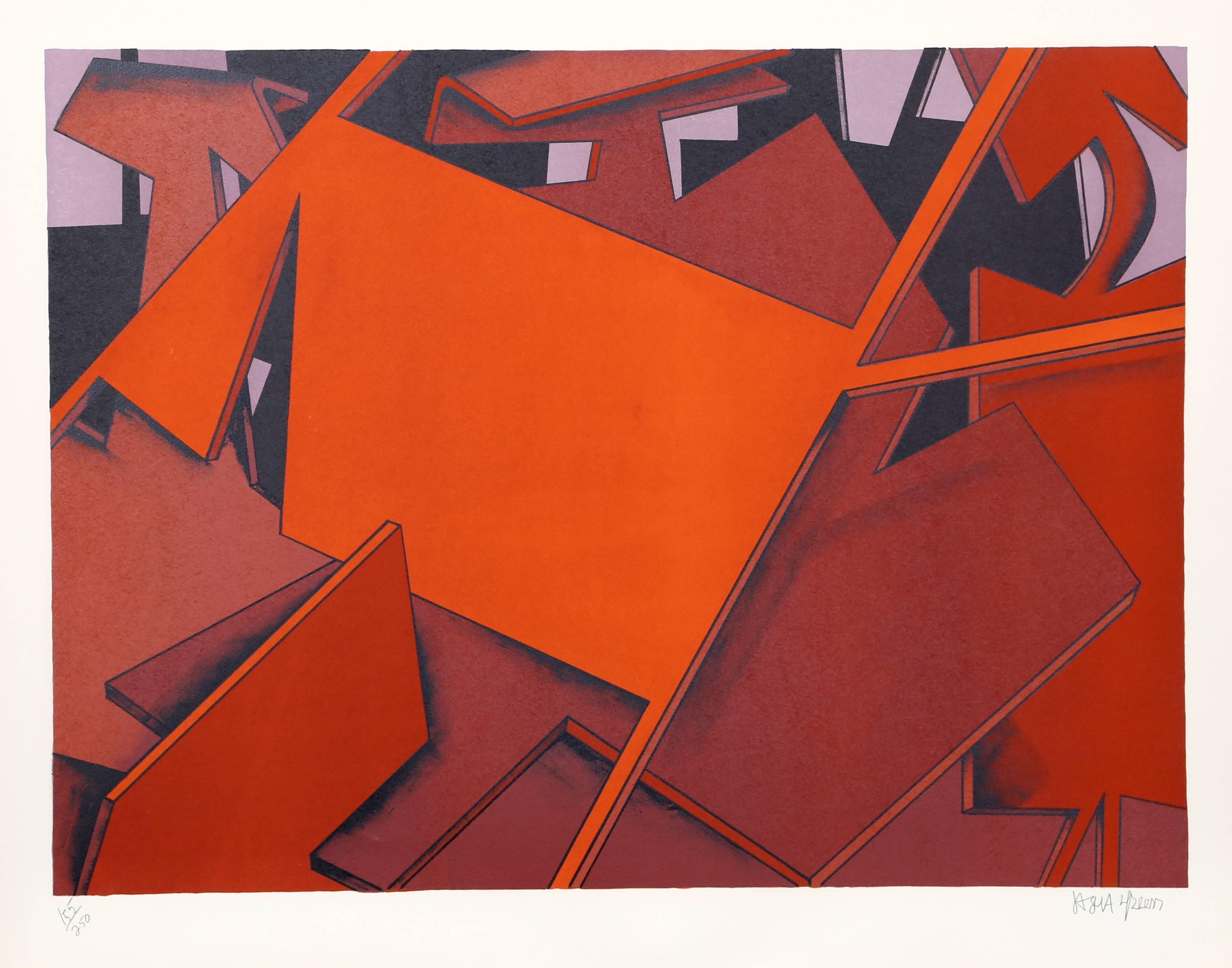 Questa litografia è stata creata dall'artista americana Jasha Green (1923-2006). Conosciuto per la sua visione espressionista astratta, alcune delle sue stampe mostrano anche il suo apprezzamento per l'op art e il surrealismo. Questa litografia nel