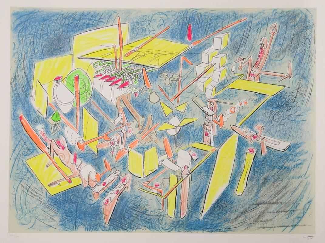Roberto Matta Abstract Print - "Octravi (Homo Flux), " Lithograph, 1974-1975