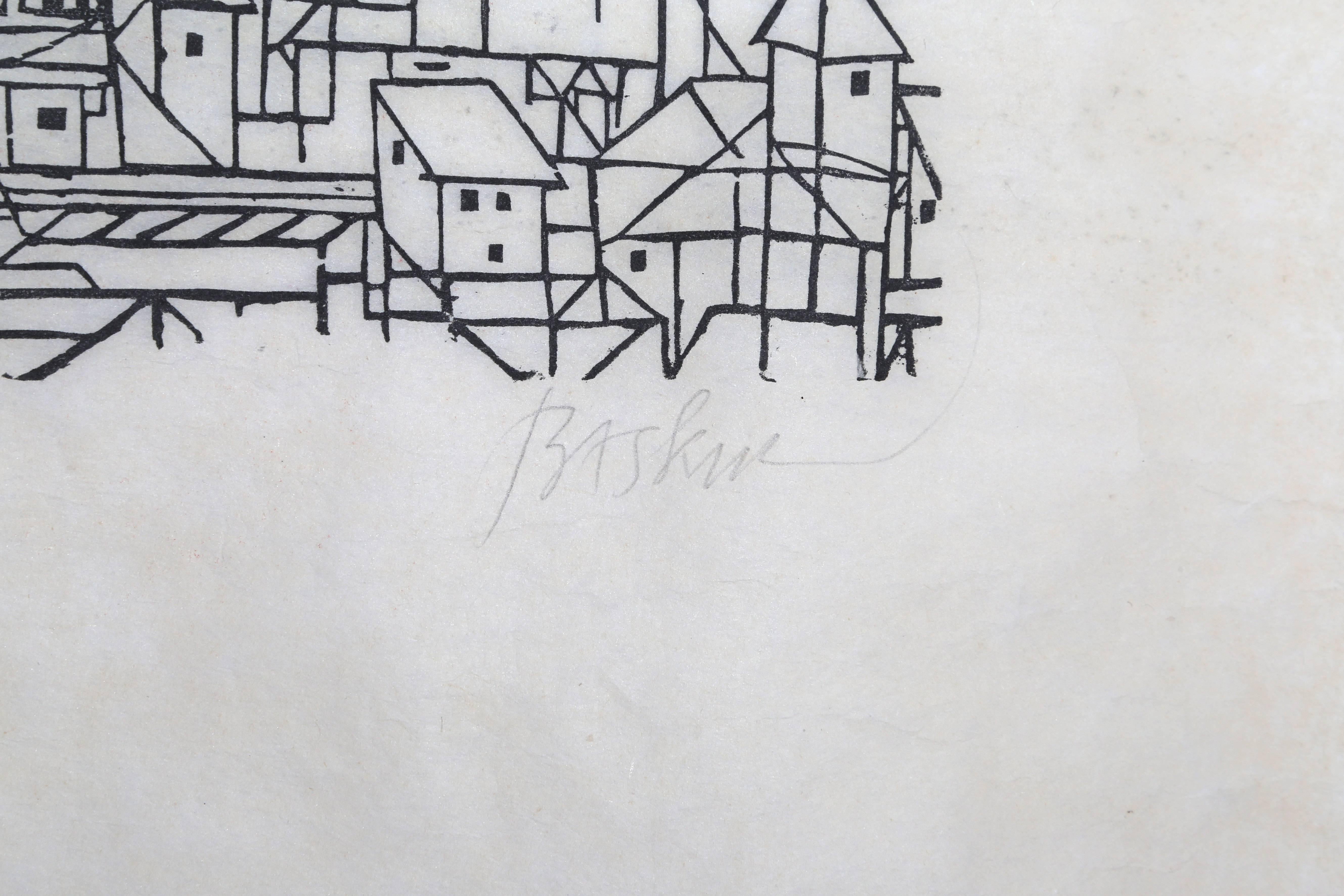 Fiorentino, xilografía sobre papel de arroz, hacia 1950 por Leonard Baskin en venta 2