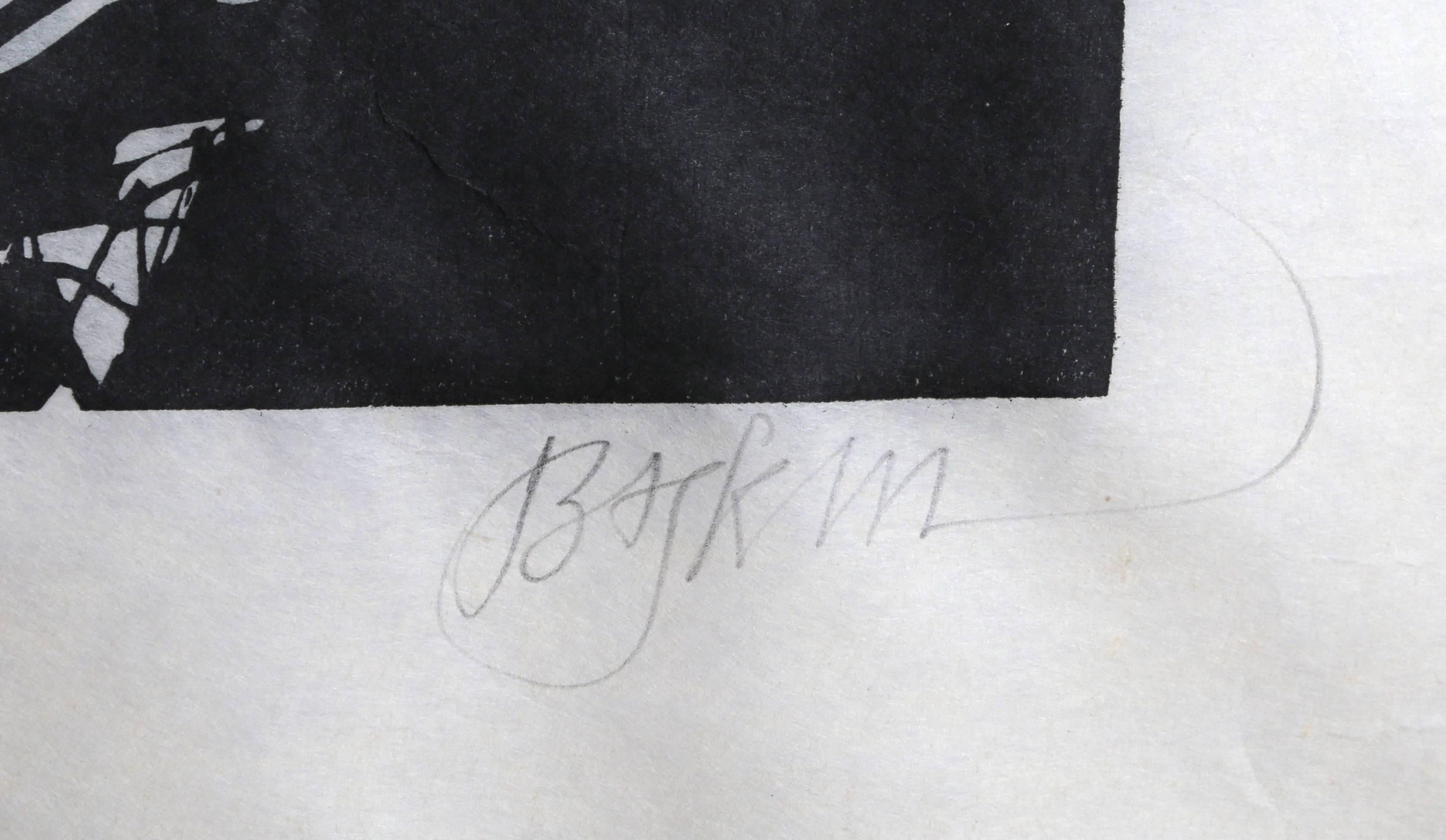 „Der Fußballspieler“, Holzschnittdruck auf Reispapier von Leonard Baskin im Angebot 2