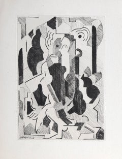 Cubist Man etching 1946