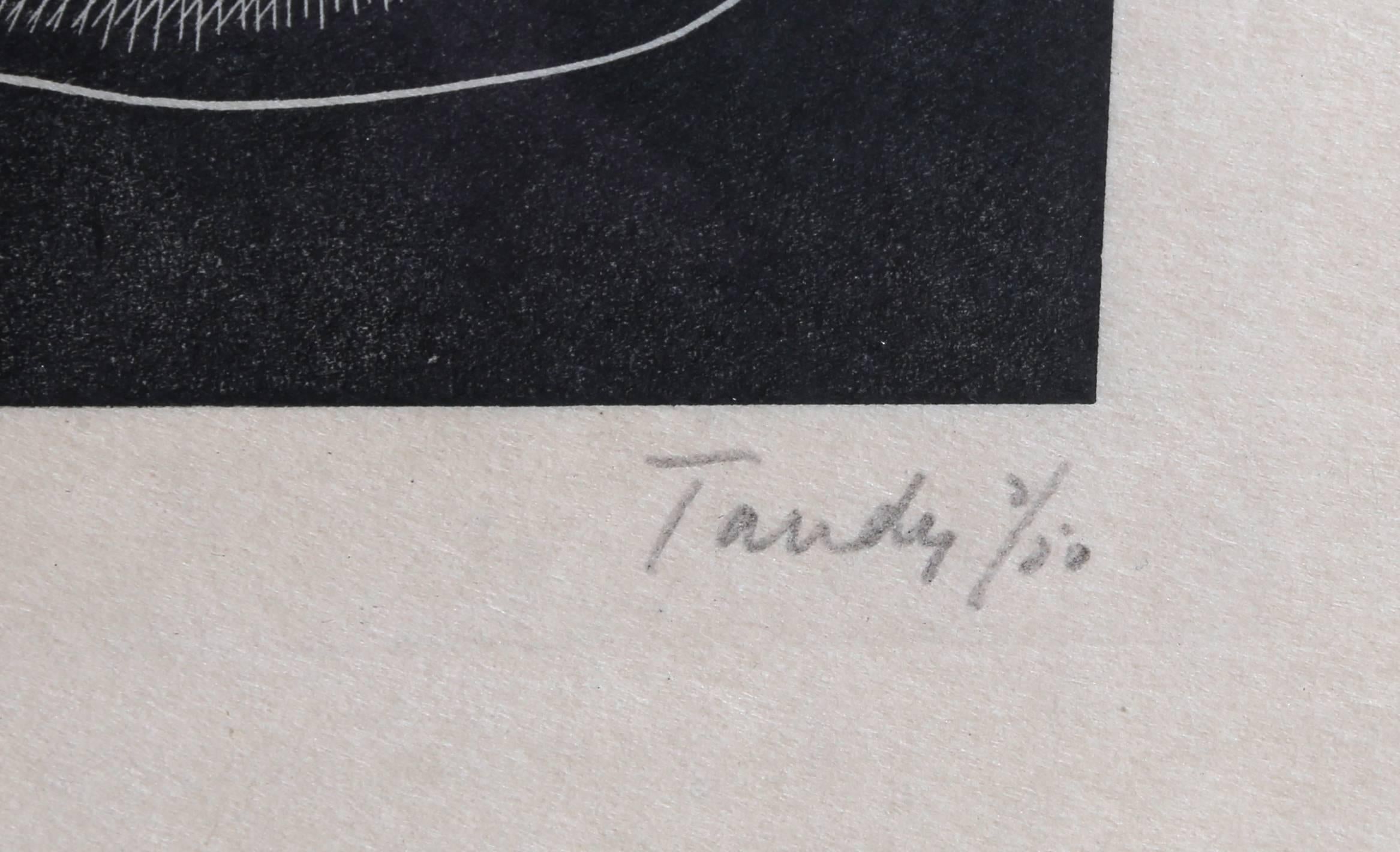 John Tandy, painter and stage designer, studied at the Architectural Association before becoming a student at Leon Underwood's Brook Green school and later studying at the Grosvenor and in Paris. He started exhibiting his mainly abstract