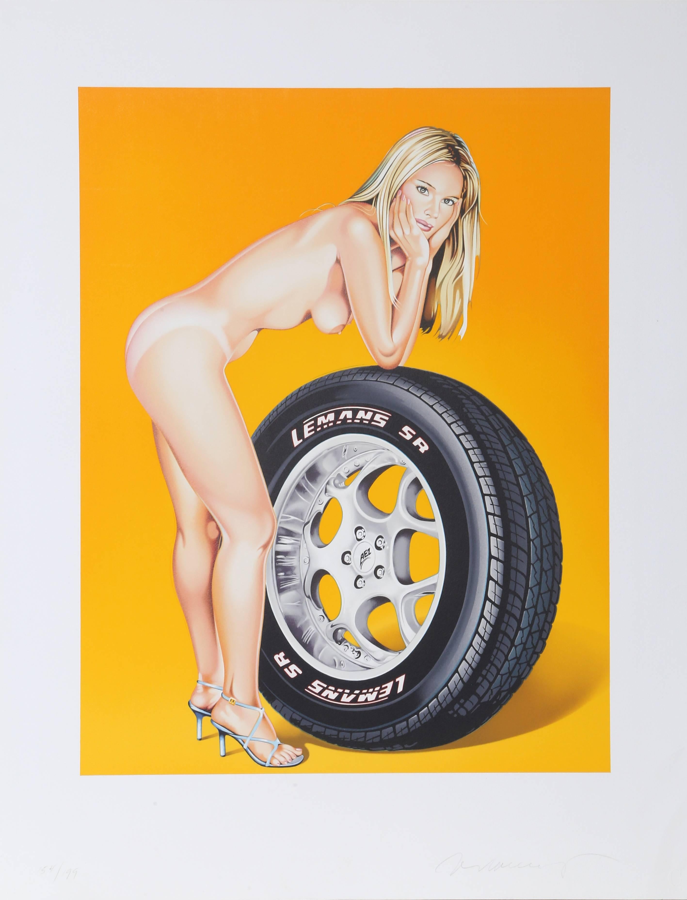 Artistics : Mel Ramos
Titre : Tyra Tyre
Année : 2004
Médium : Lithographie, signée et numérotée au crayon
Edition : 154/199
Image : 22.5 x 17.5 pouces
Taille du papier : 29.5 x 23 pouces