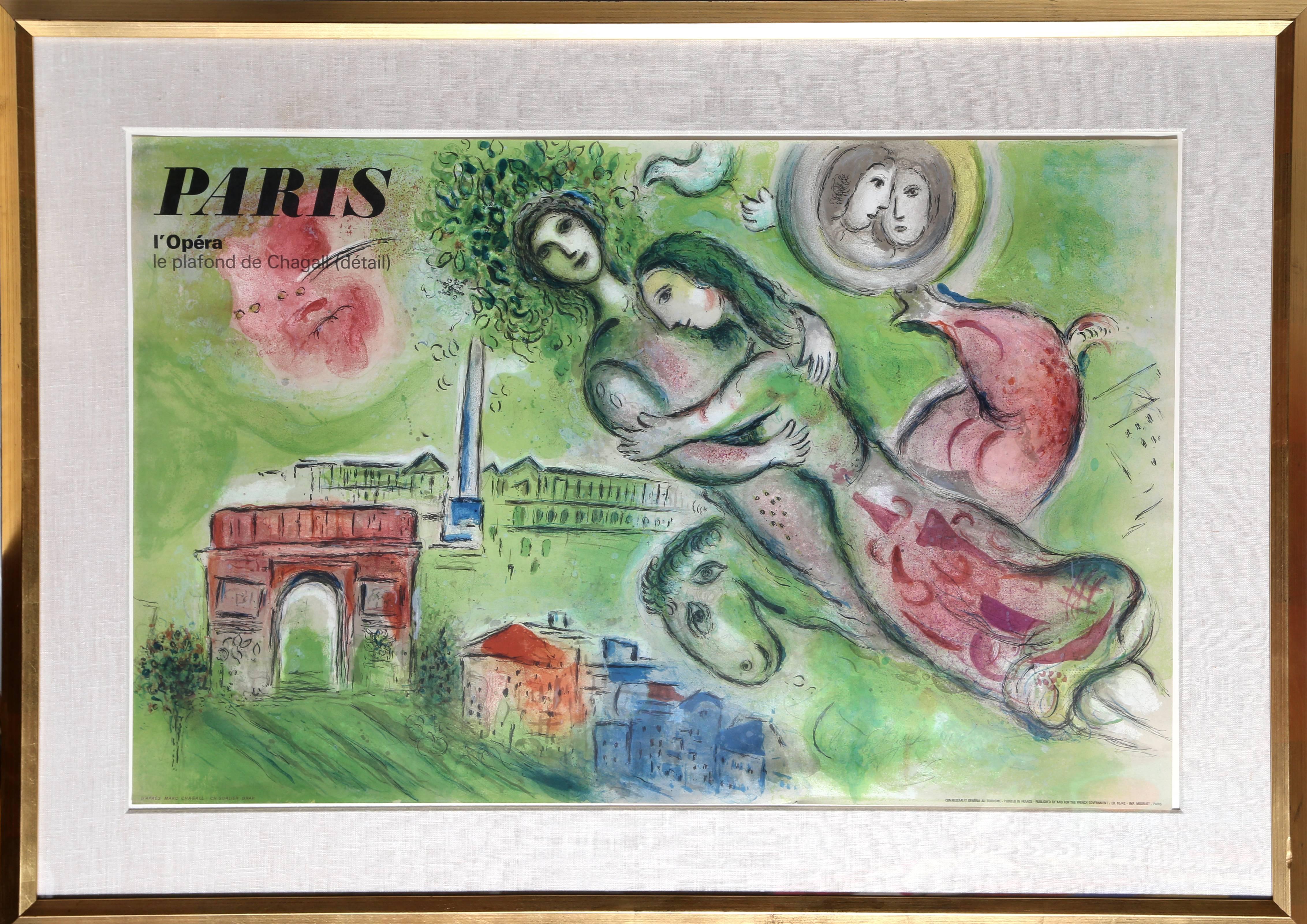 (after) Marc Chagall Figurative Print – Romeo und Juliet - Paris L' Opera - Le Plafond de Chagall:: signierte Lithographie