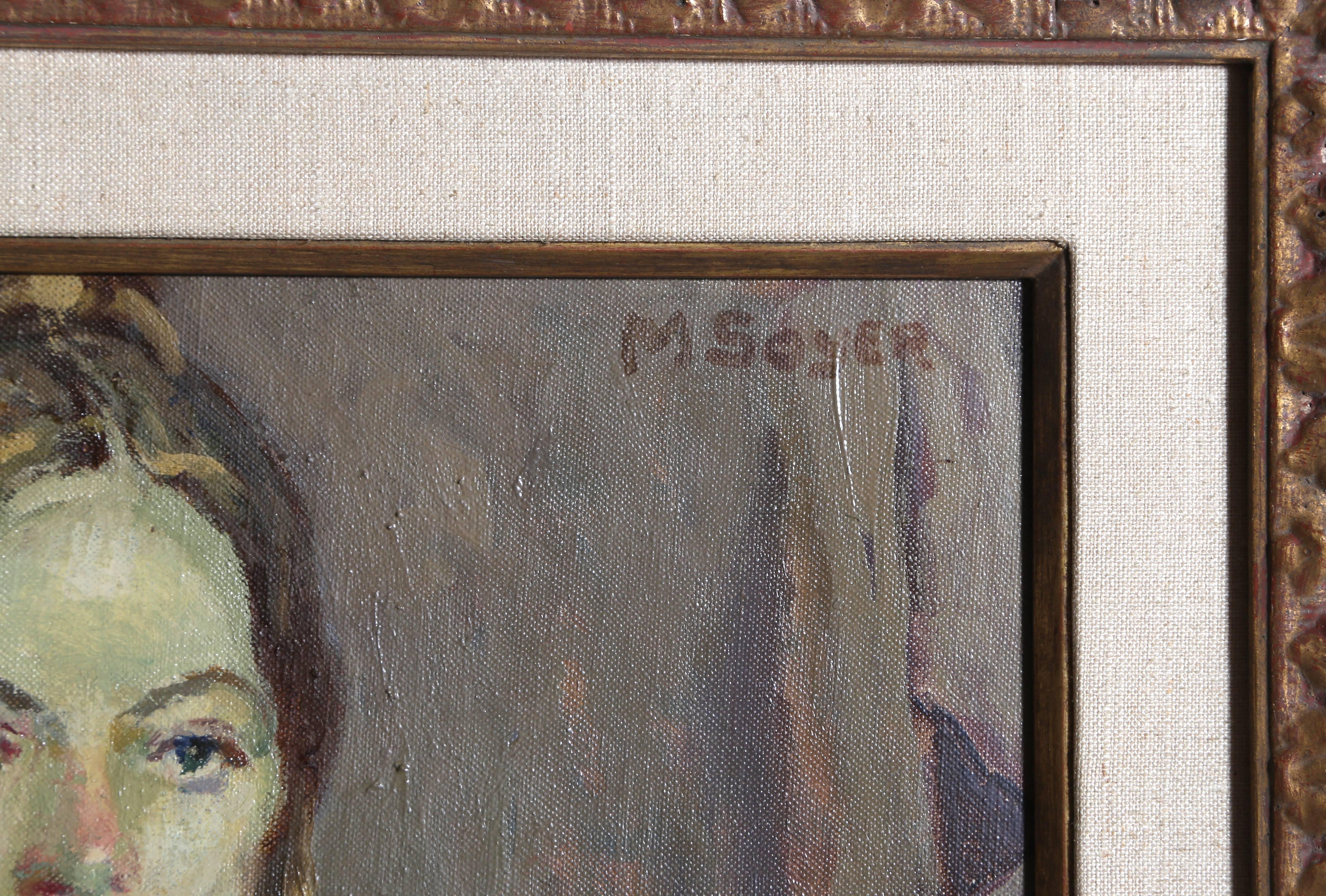 Sitzender Akt Posing (Amerikanischer Impressionismus), Painting, von Moses Soyer