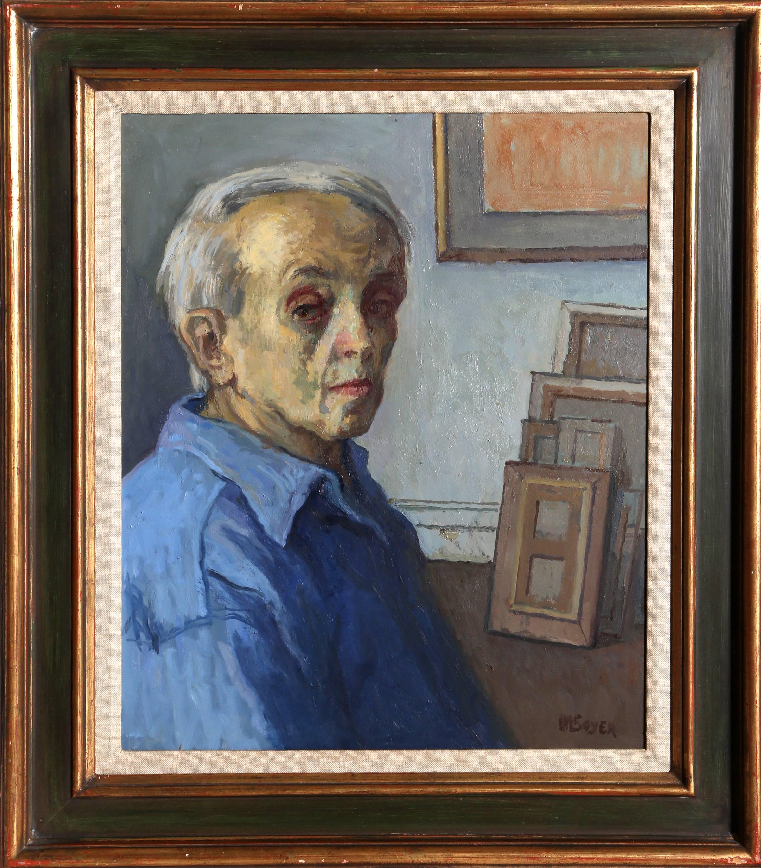 Portrait Painting Moses Soyer - Self-Portrait dans l'atelier