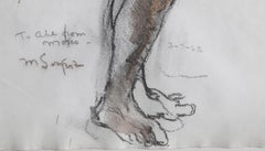 Standing Pregnant Nude, Original Drawing by Moses Soyer 1965