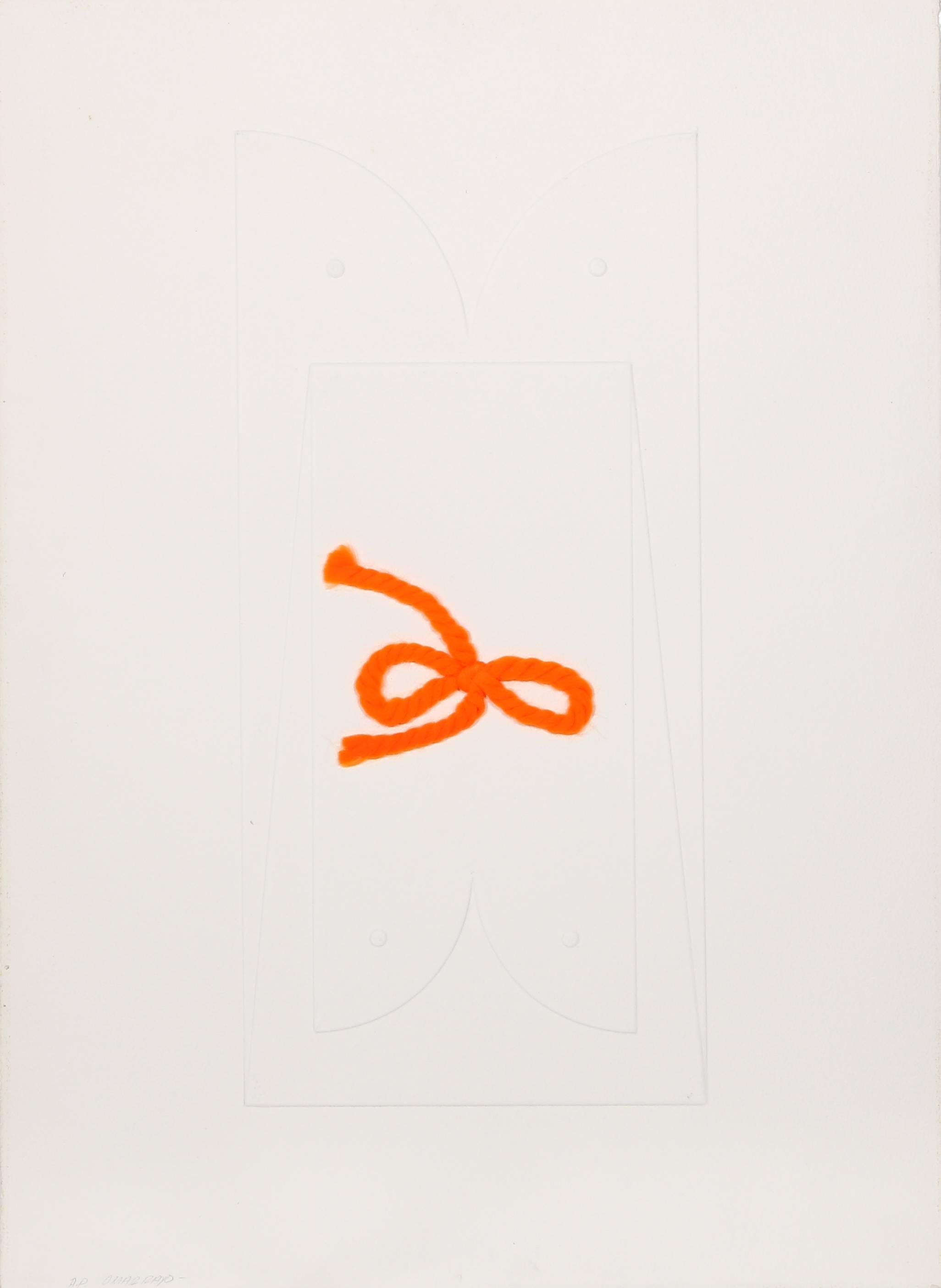 Künstler: Omar Rayo, Kolumbianer (1928 - )
Titel: Unbetitelt I 
Jahr: ca. 1970
Medium: Tiefdruckradierung mit Collage auf Büttenpapier, mit Bleistift signiert
Auflage: 50, AP
Papierformat: 30 x 22,5 Zoll (76,2 x 57,2 cm)