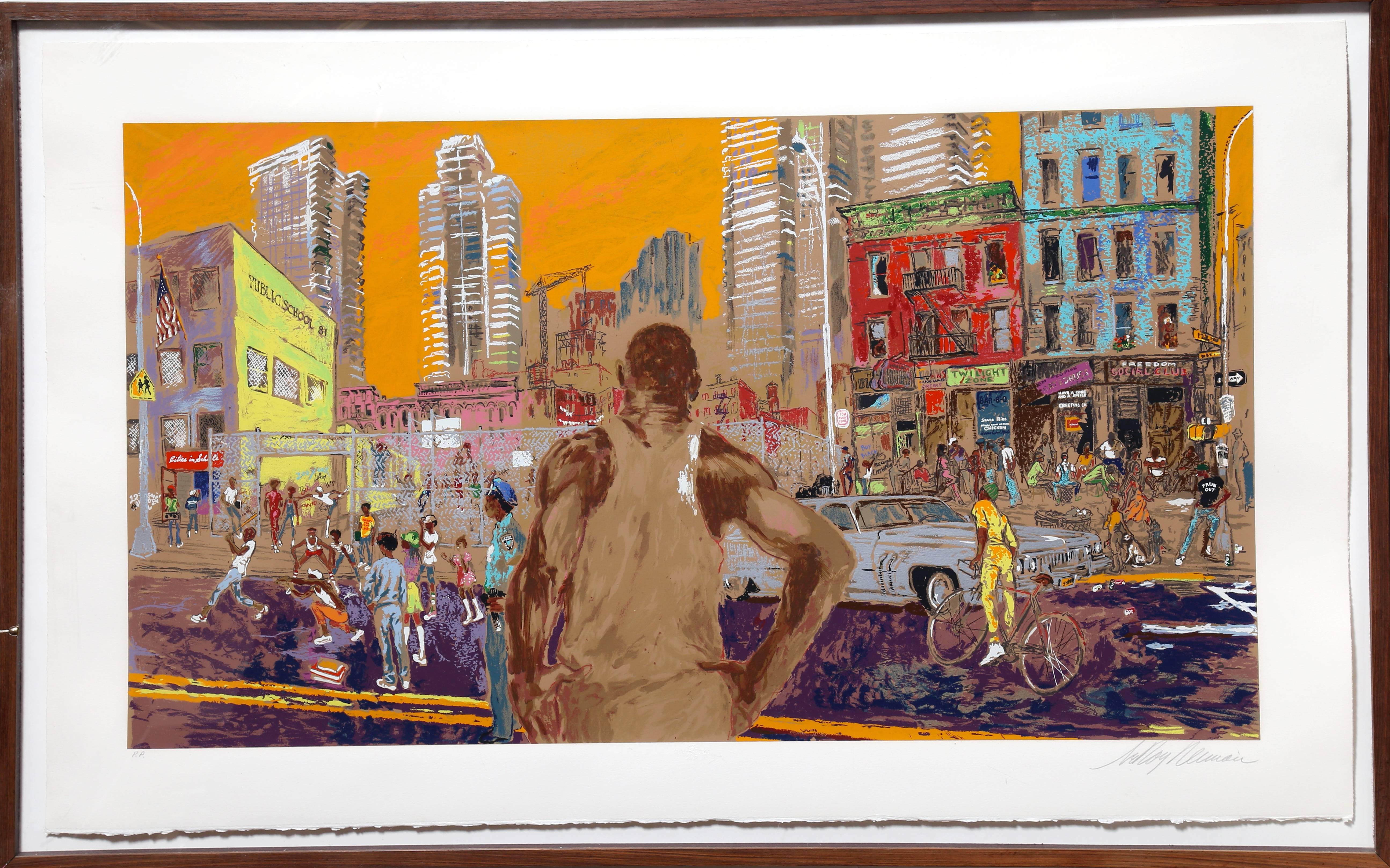Leroy Neiman Figurative Print - Harlem Streets, Pop Art Screenprint by LeRoy Neiman
