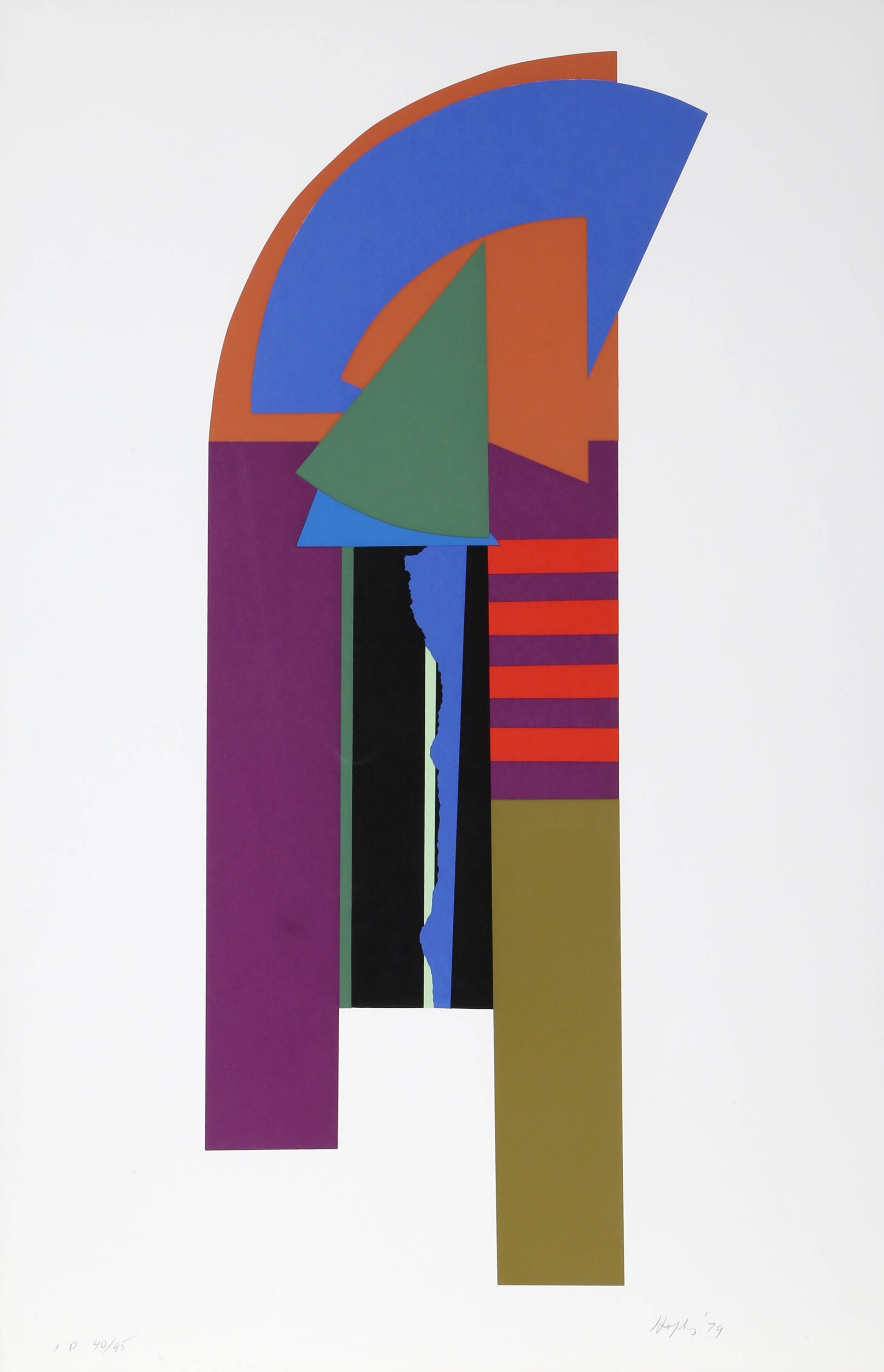 Guardian X, Geometric Abstract Silkscreen by Budd Hopkins