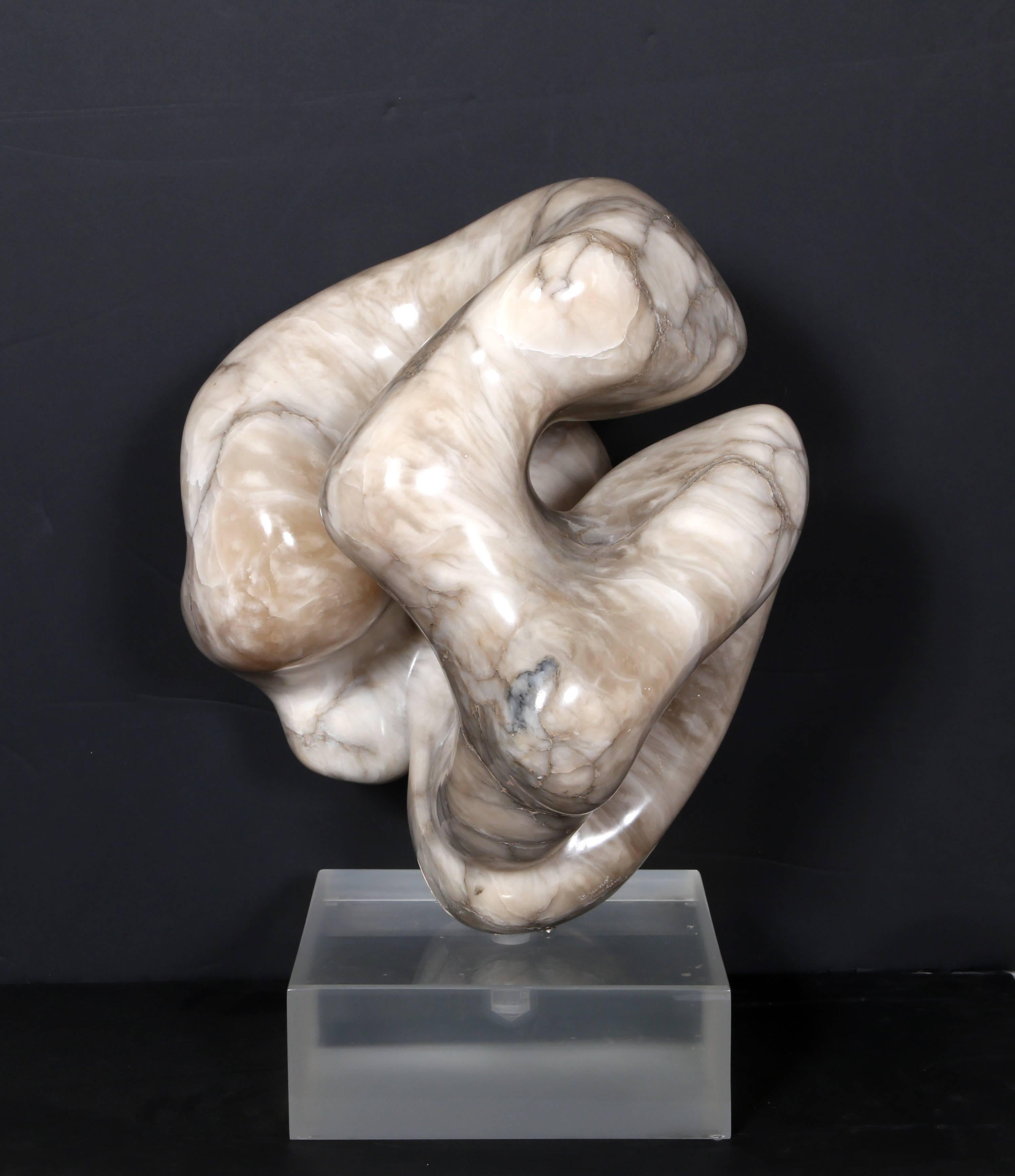 Bruno Facchini Abstract Sculpture - Unique abstract marble sculpture