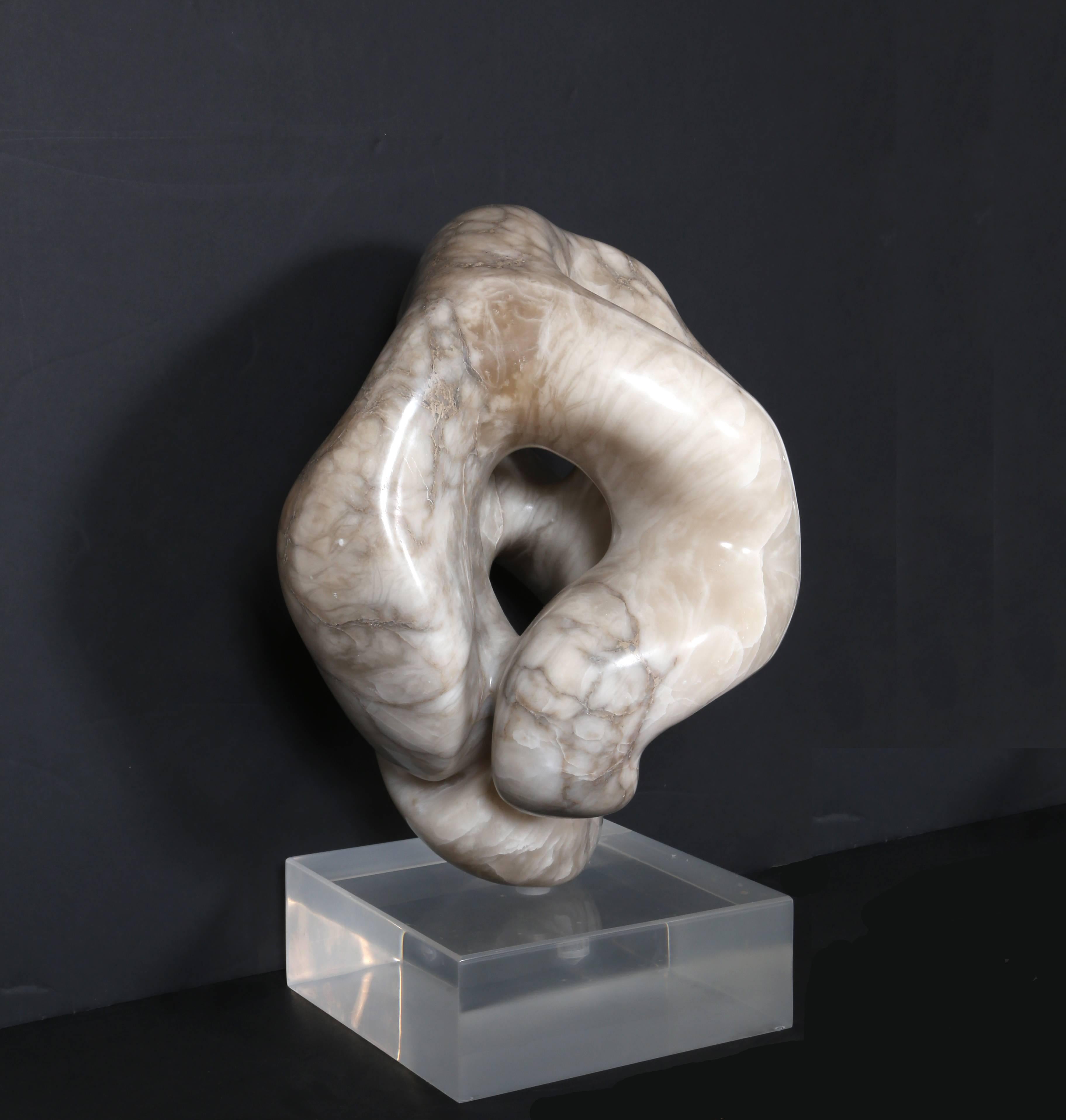 Unique abstract marble sculpture - Black Abstract Sculpture by Bruno Facchini